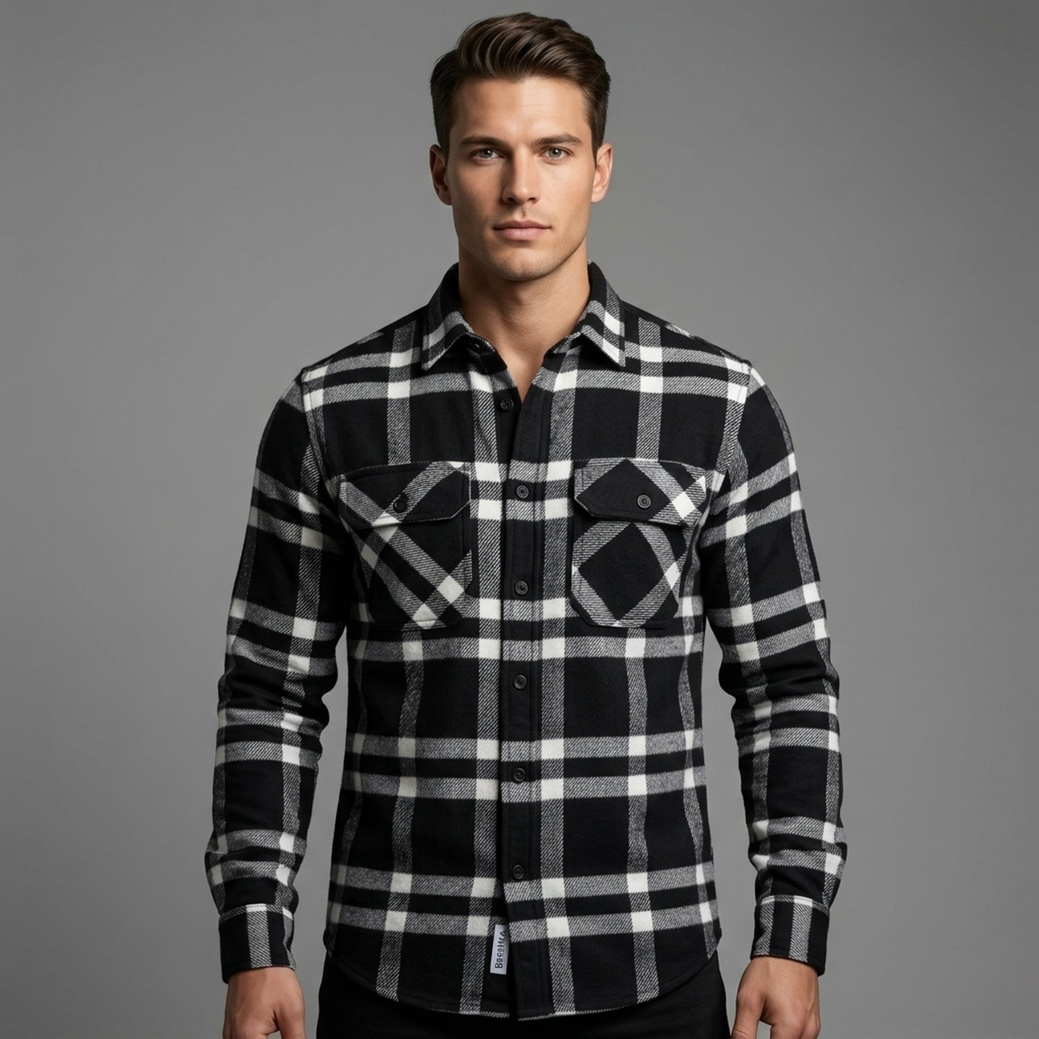 Nox18 Men's Black & White Plaid Shirt