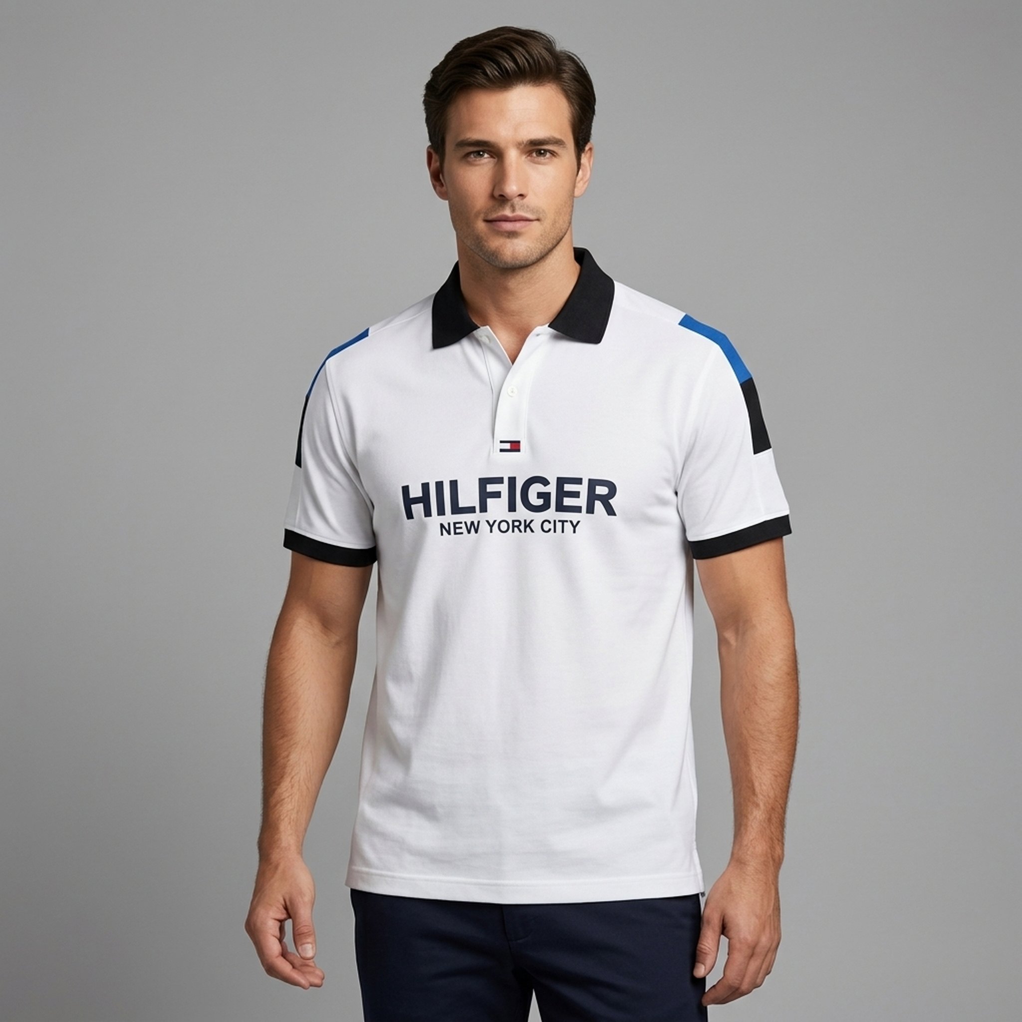 Nox18 Men's White Contrast Polo T-Shirt