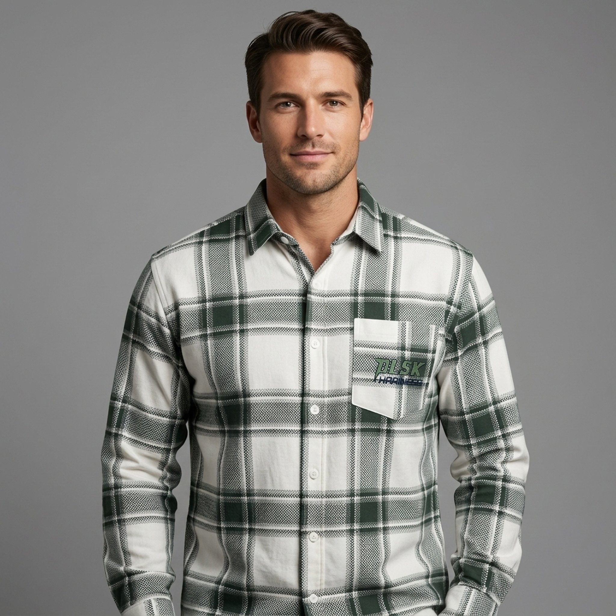 Nox18 Men's Green White Plaid Shirt