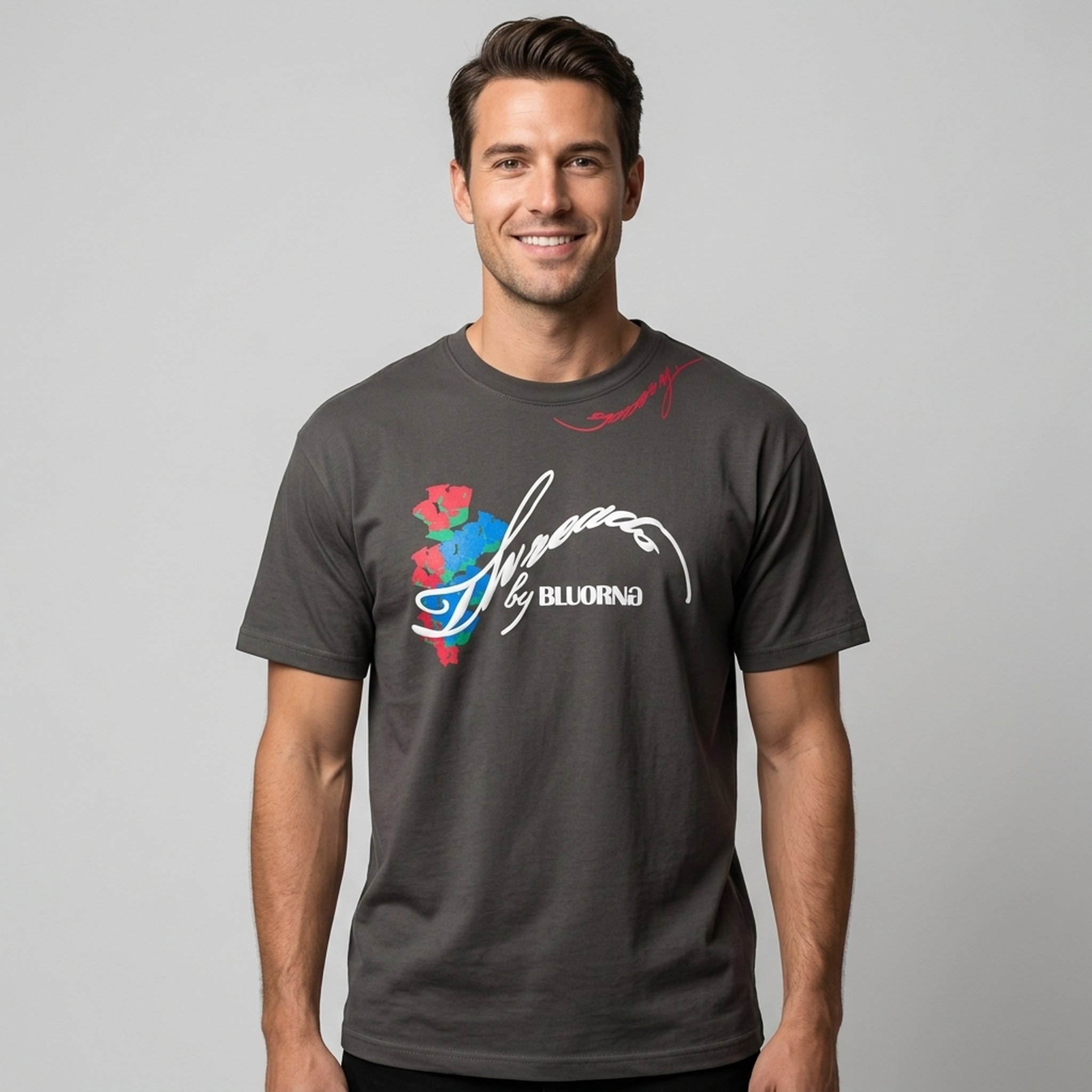 Nox18 Dark Grey Floral Graphic Men's T-Shirt