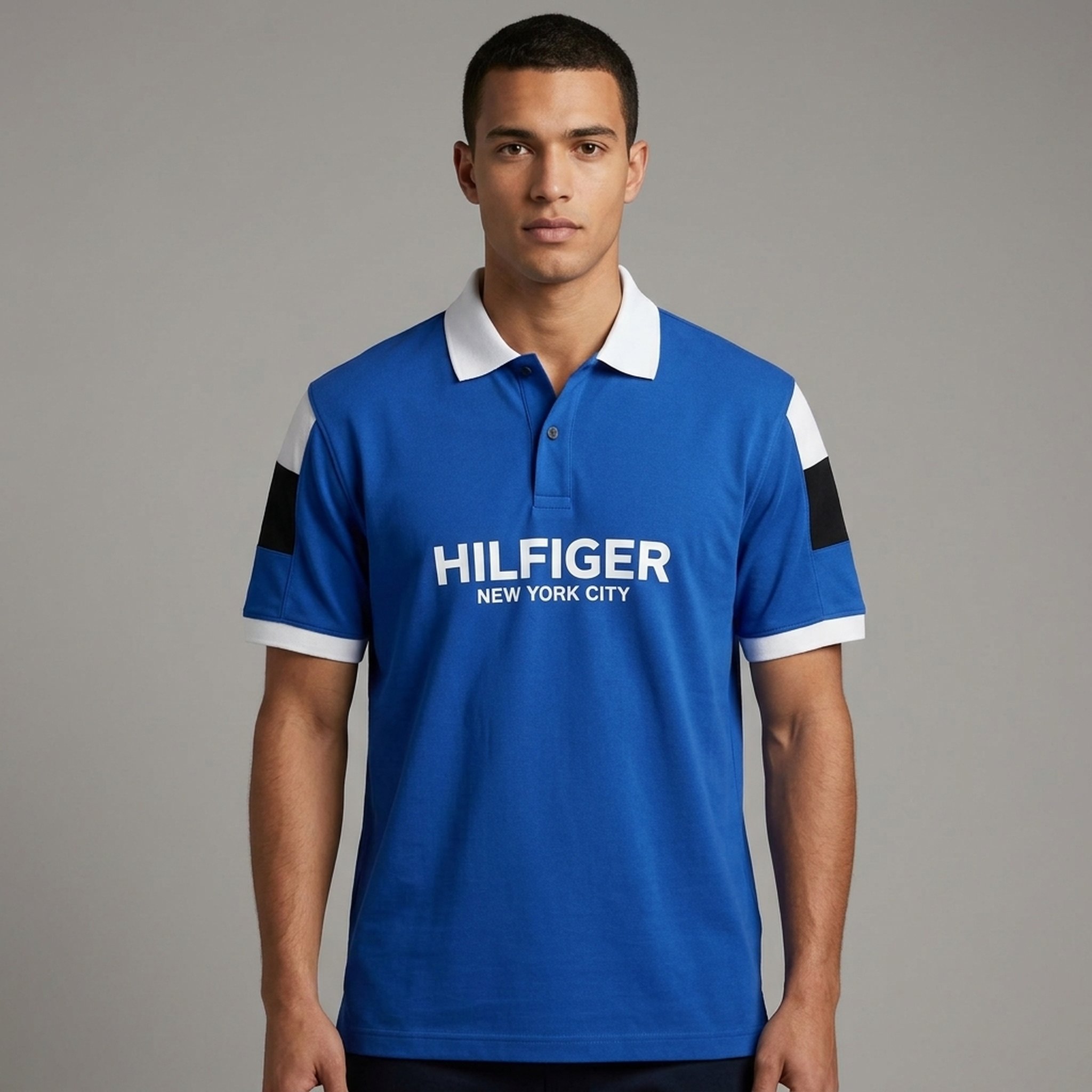 Nox18 Men's Blue Color Block Polo T-Shirt