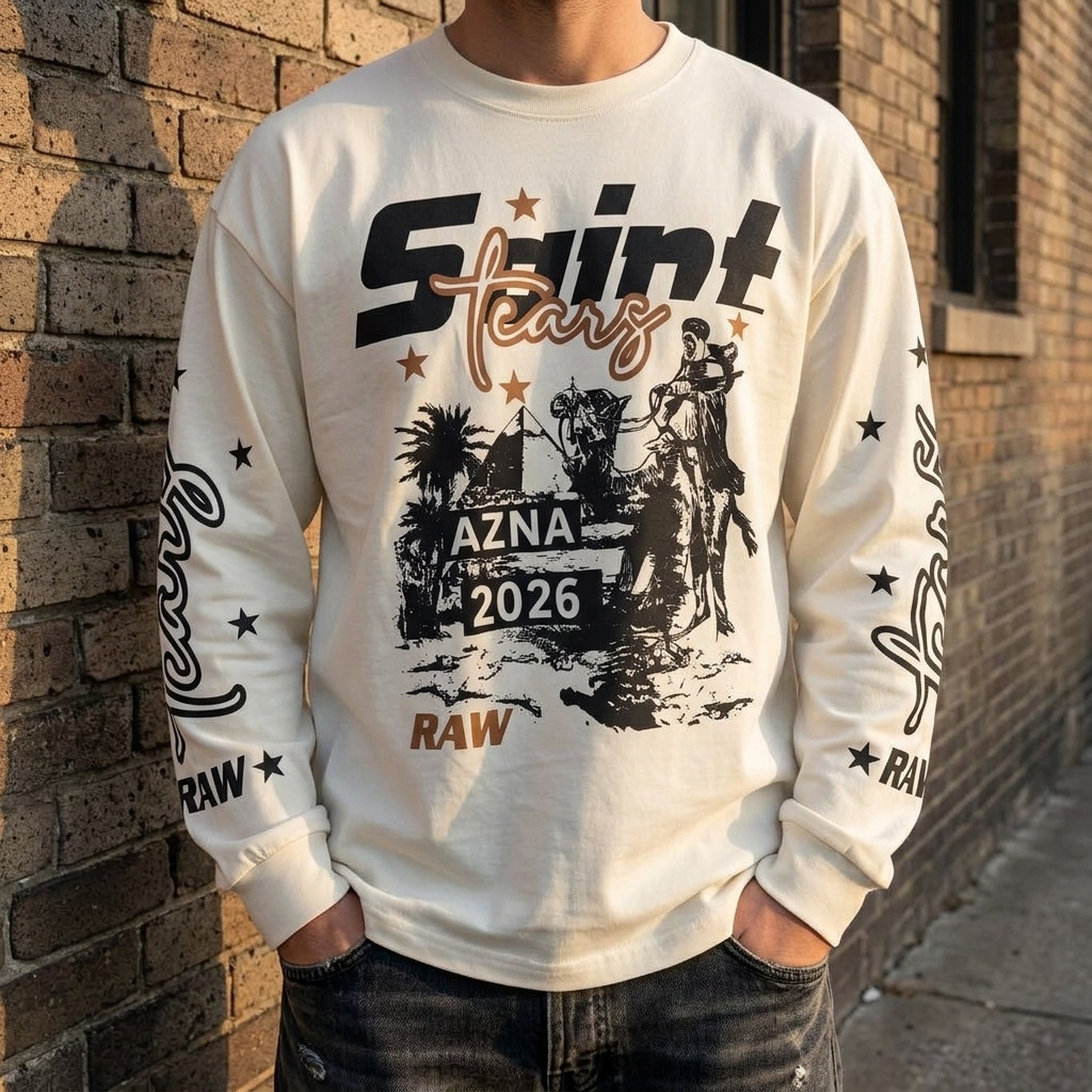 Nox18 Men's Off-White Graphic Long-Sleeve T-Shirt 4