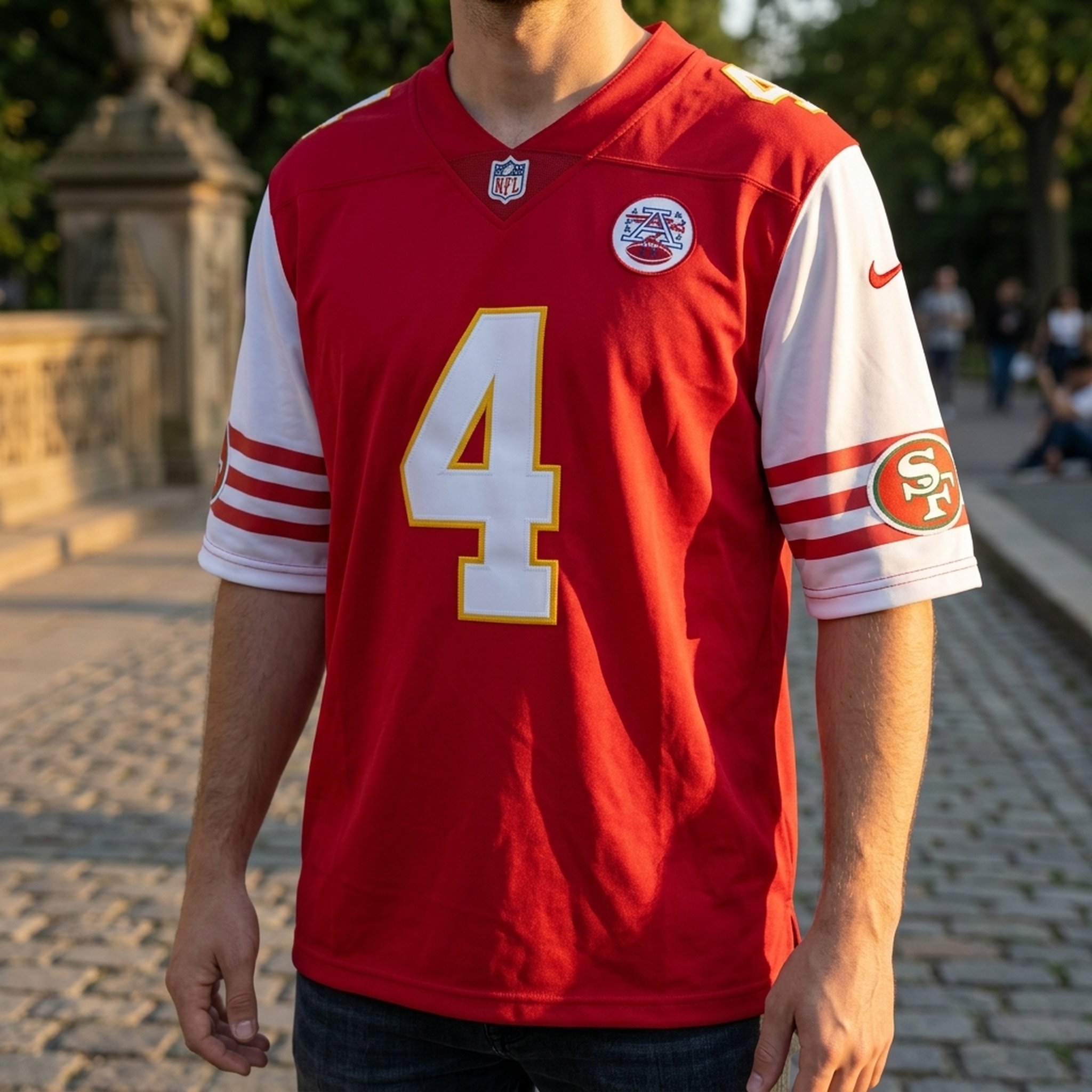 Nox18 Men's Red & White  NFL  Athletic Jersey 5
