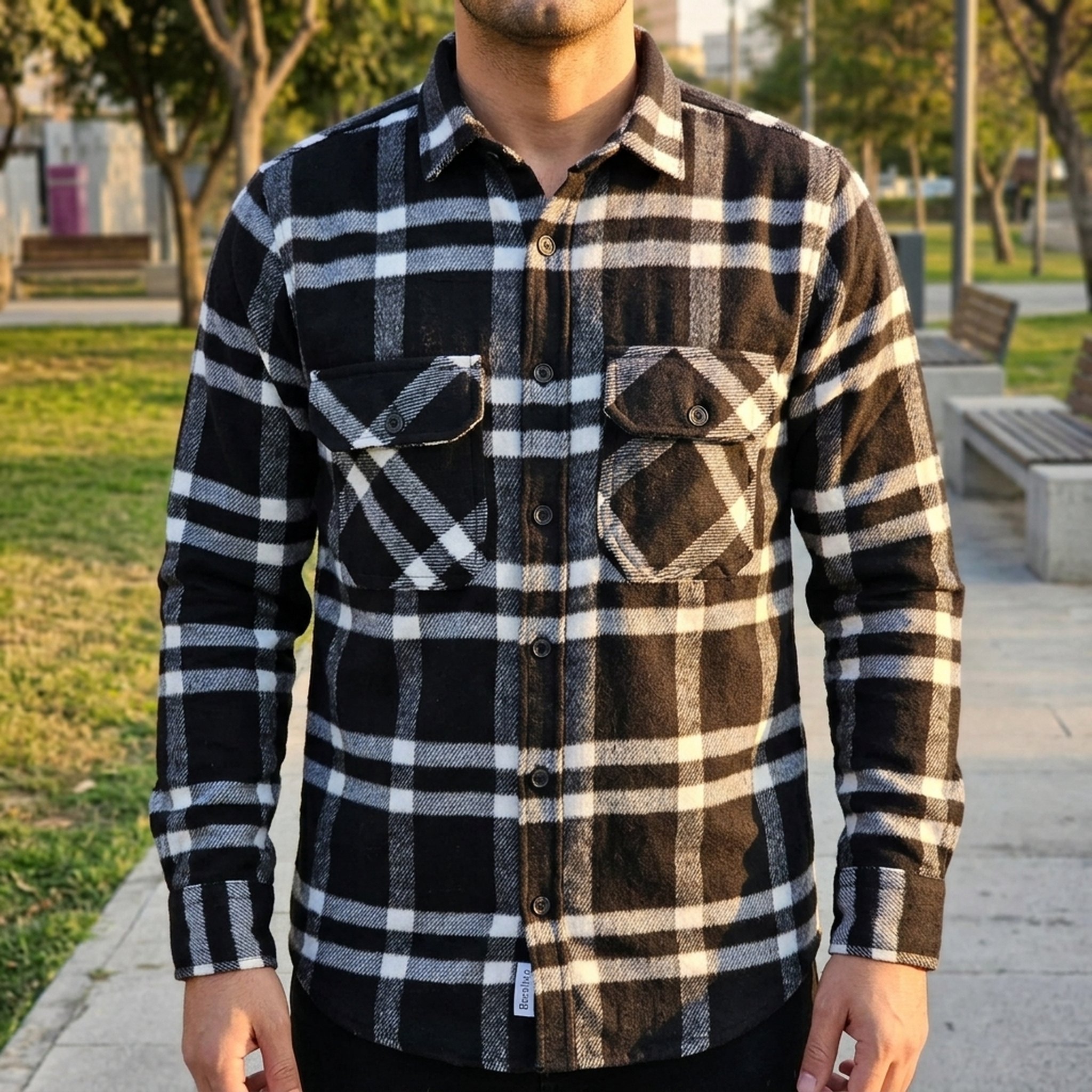 Nox18 Men's Black & White Plaid Shirt 5