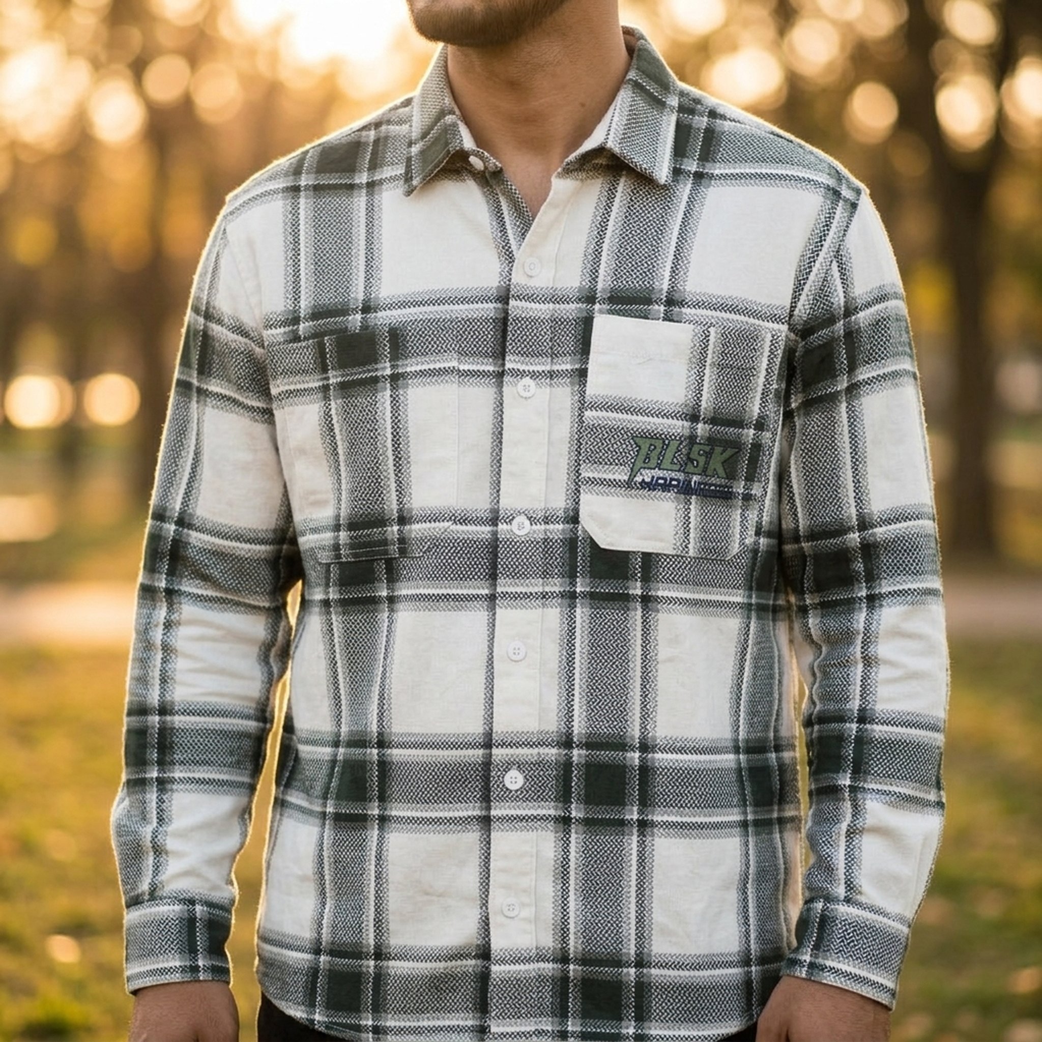 Nox18 Men's Green White Plaid Shirt 4