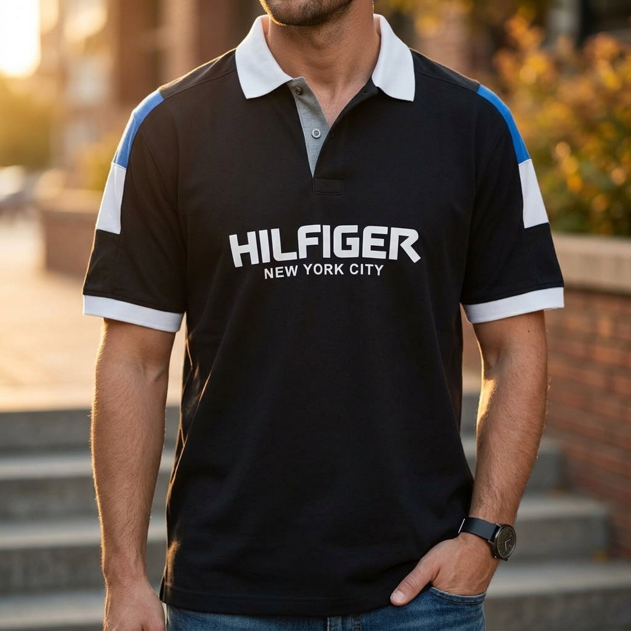 Nox18 Men's Black Striped Polo T-Shirt 3