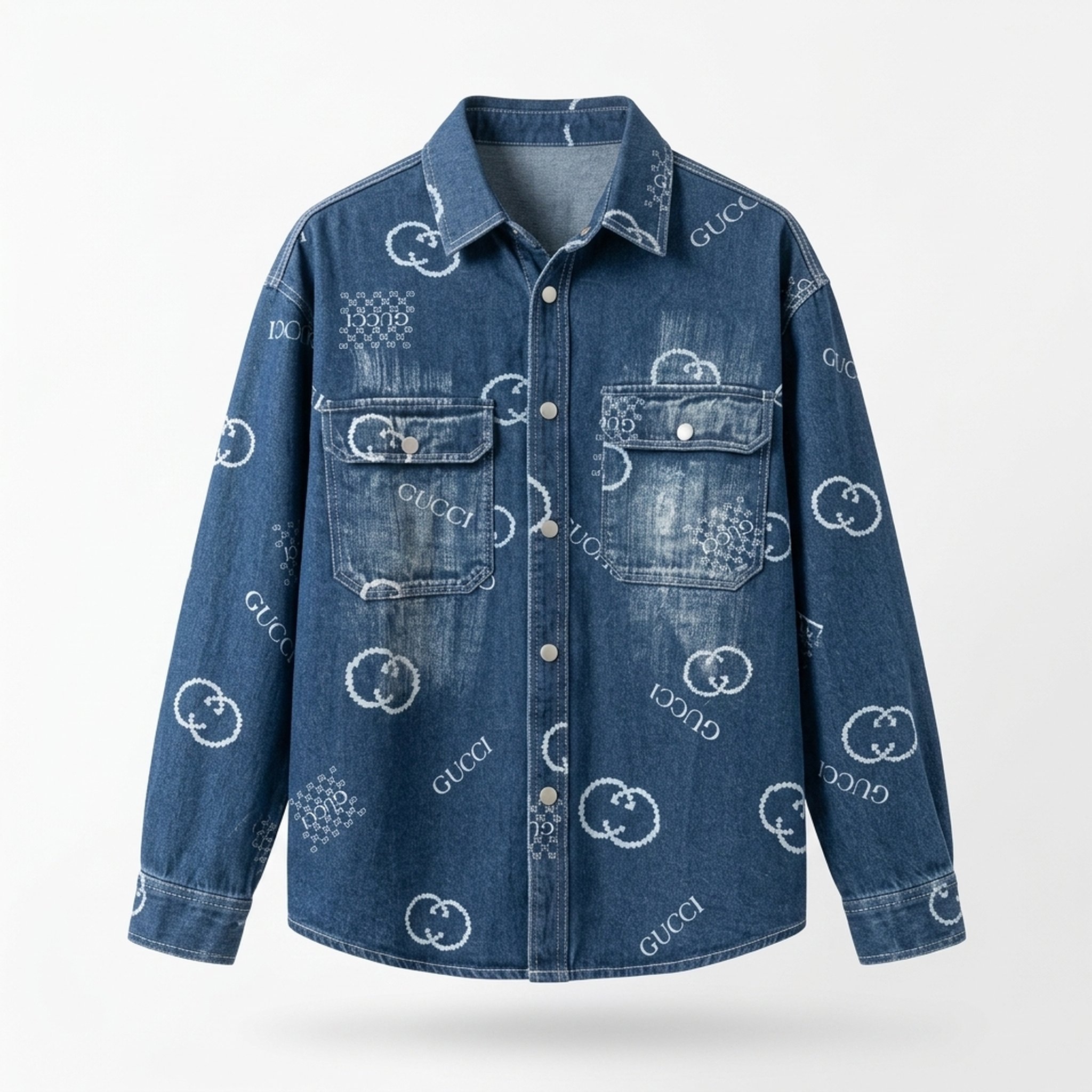 Nox18 Men's Patterned Washed Denim Shirt 3