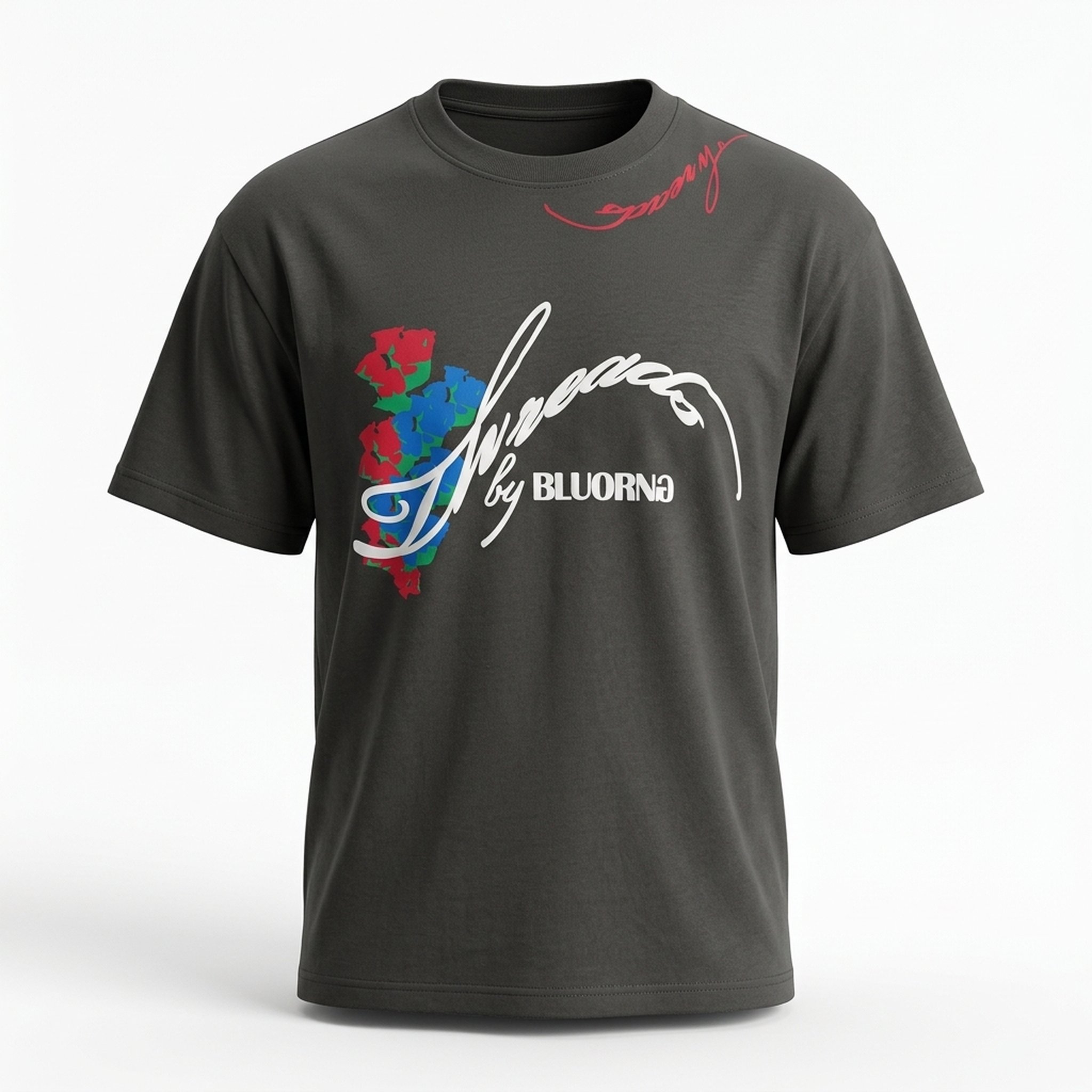 Nox18 Dark Grey Floral Graphic Men's T-Shirt 2