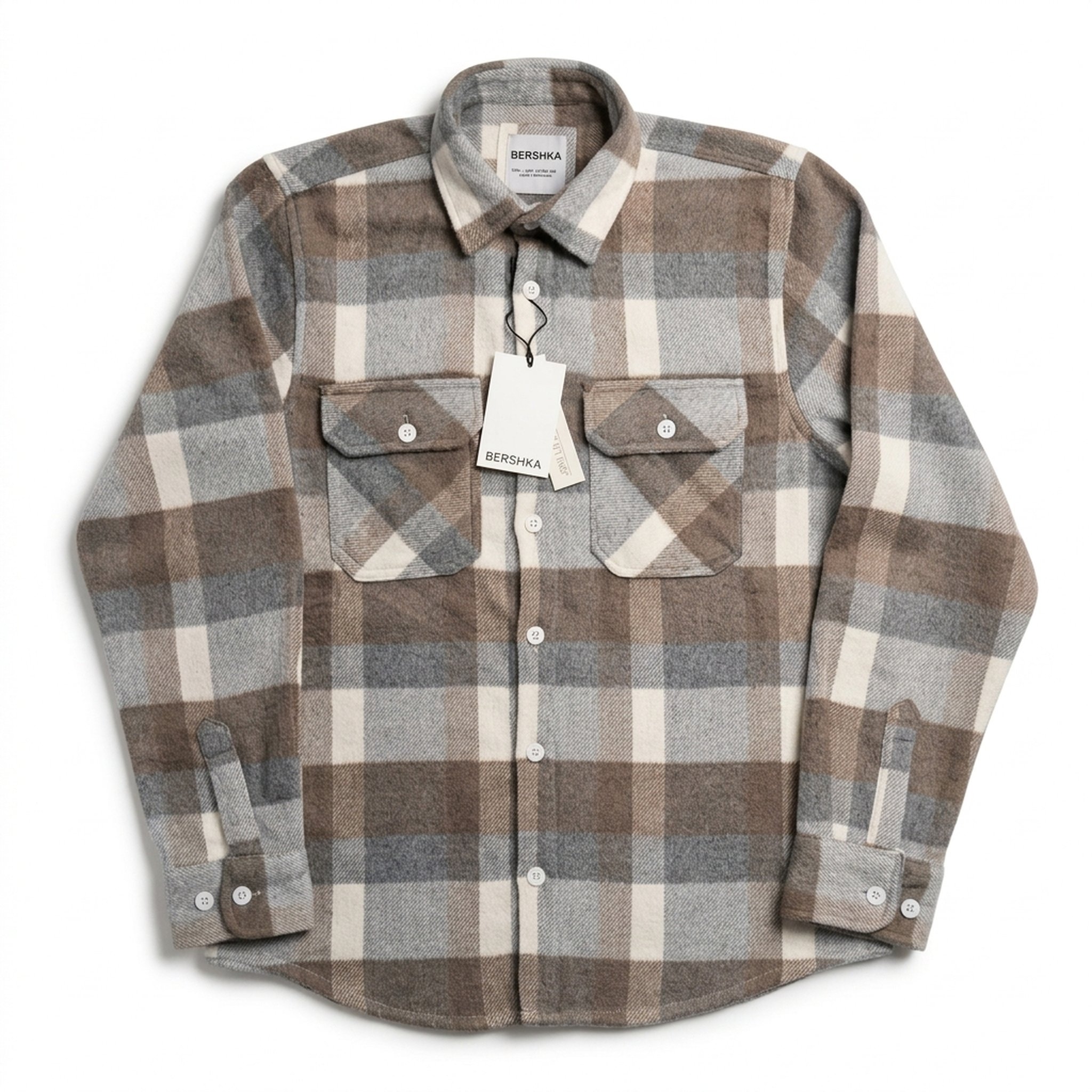 Nox18 Men's Brown Grey Plaid Shirt 2