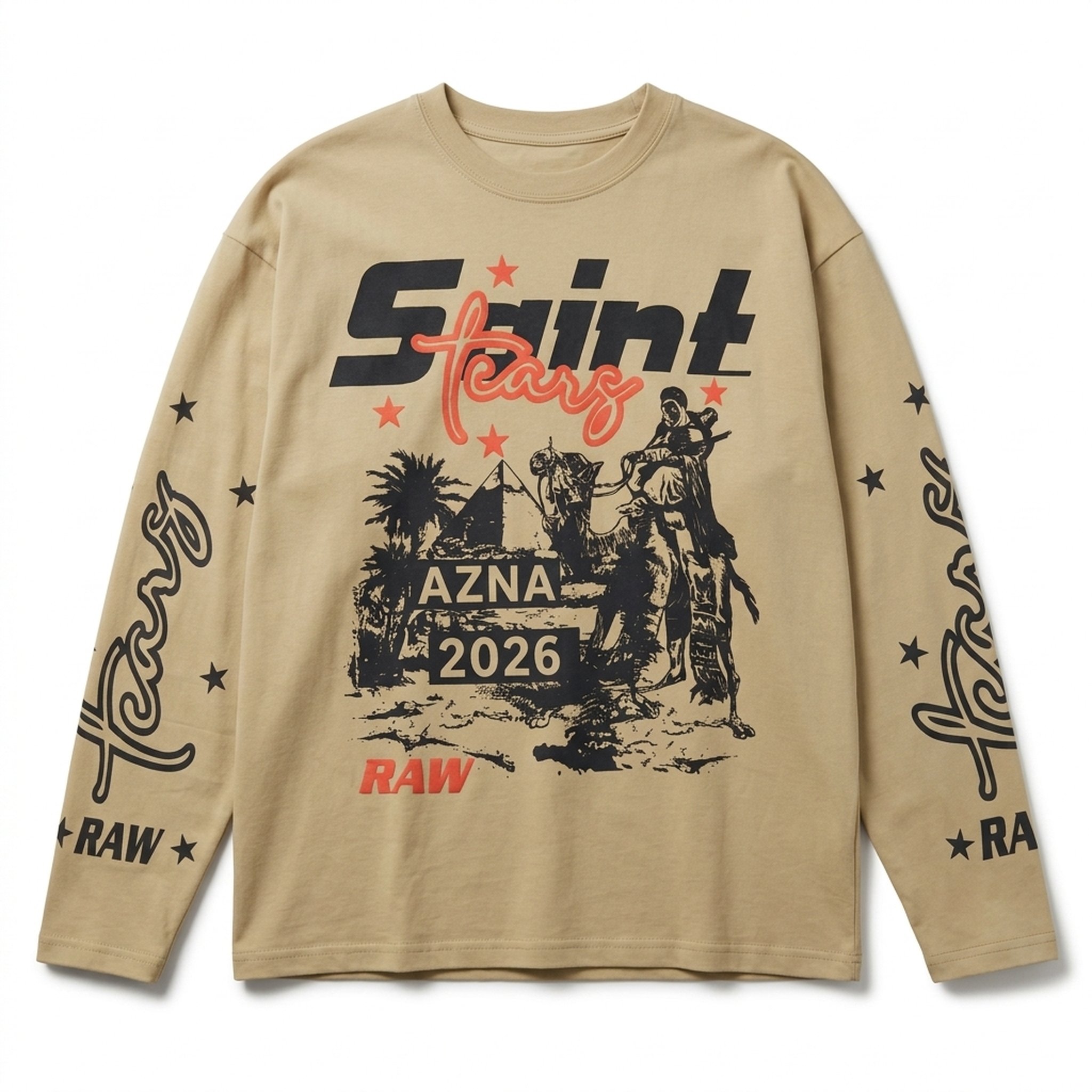 Nox18 Men's Beige Graphic Long Sleeve T-Shirt 2
