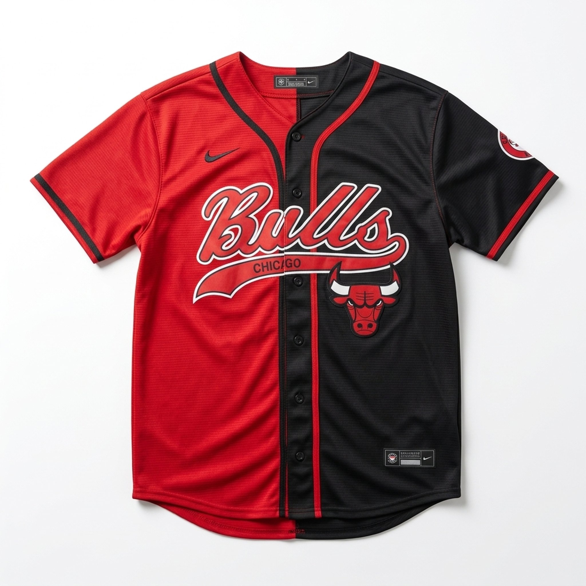 Baseball Bulls Two-Tone Red Black Sports Jersey 3