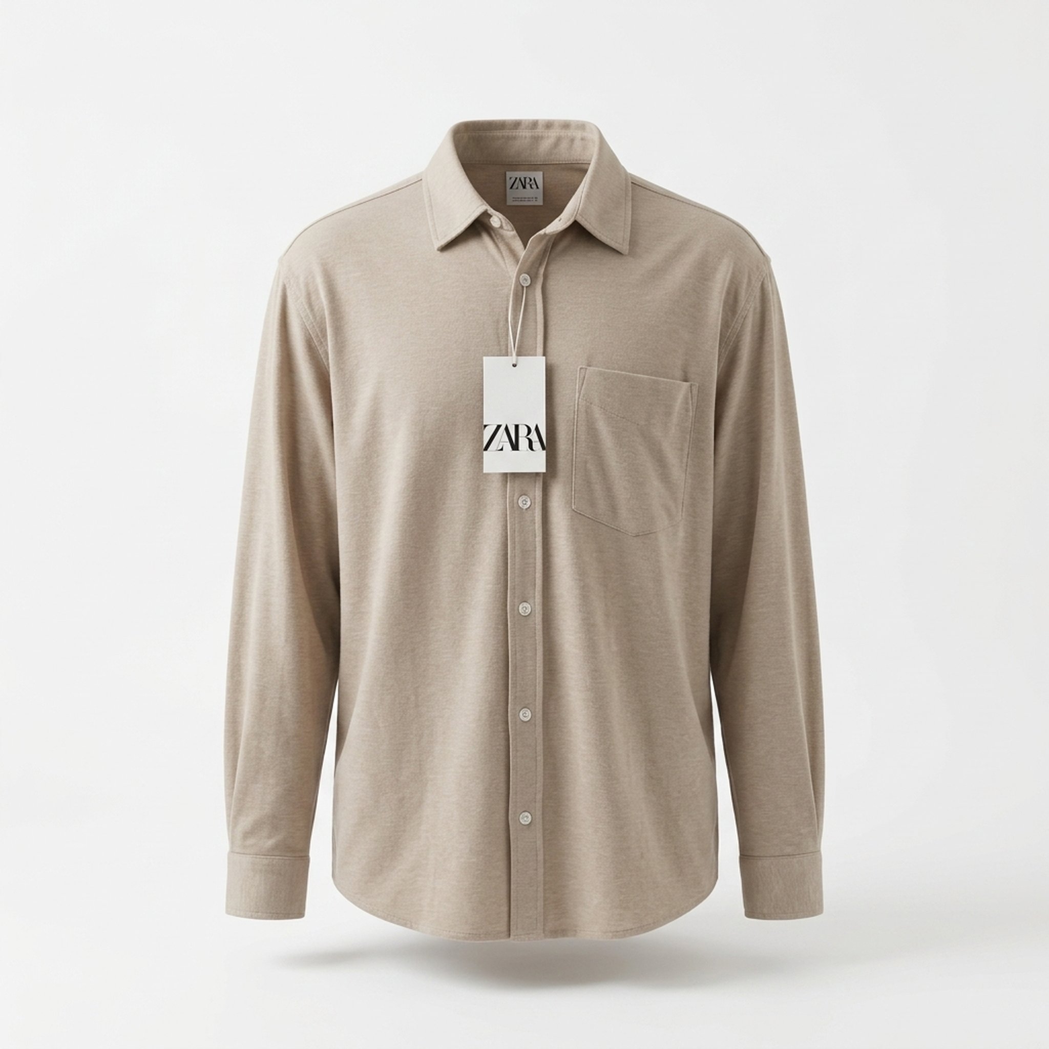 Nox18 Men's Beige Knit Button-Down Shirt