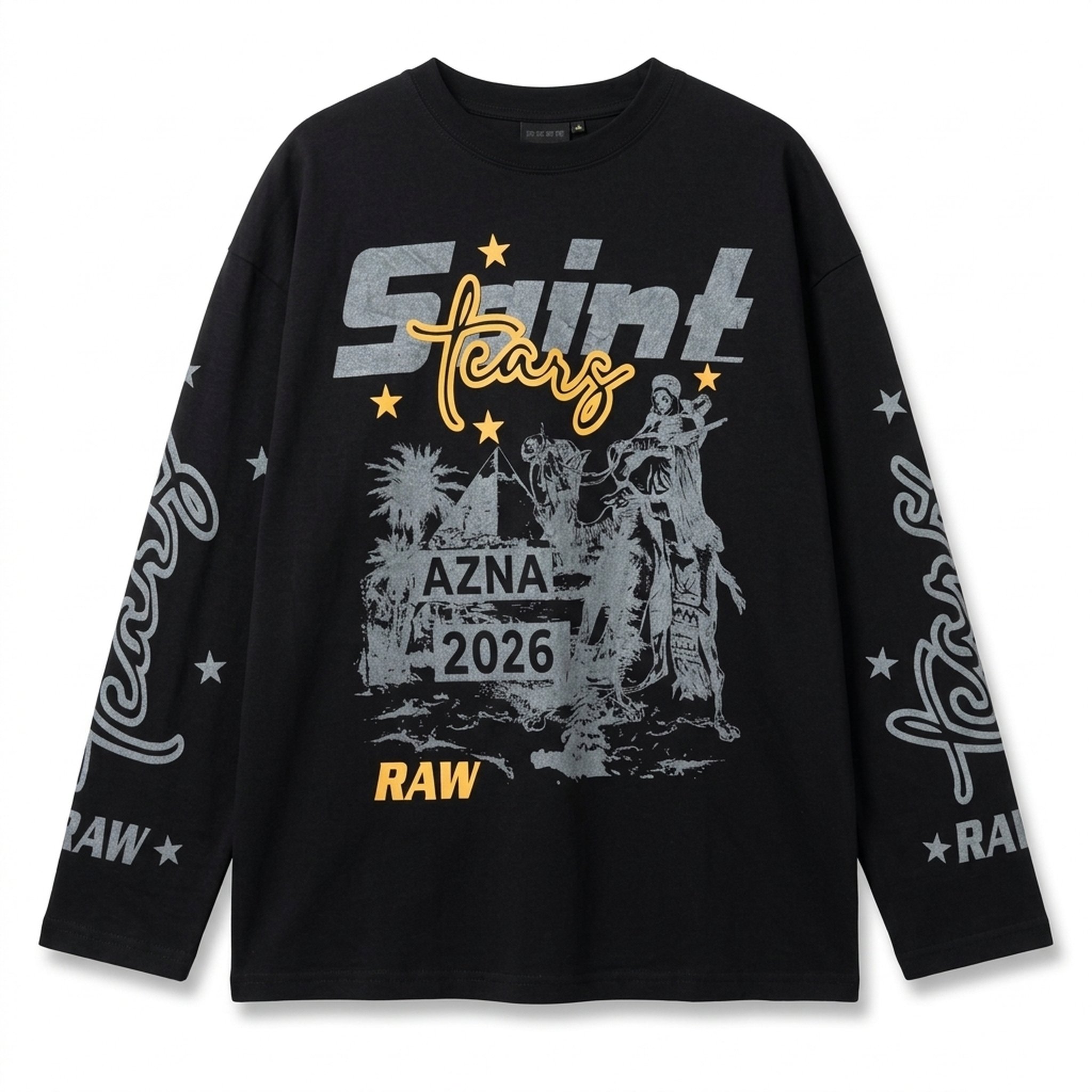 Nox18 Men's Black Graphic Print Long Sleeve T-Shirt 2