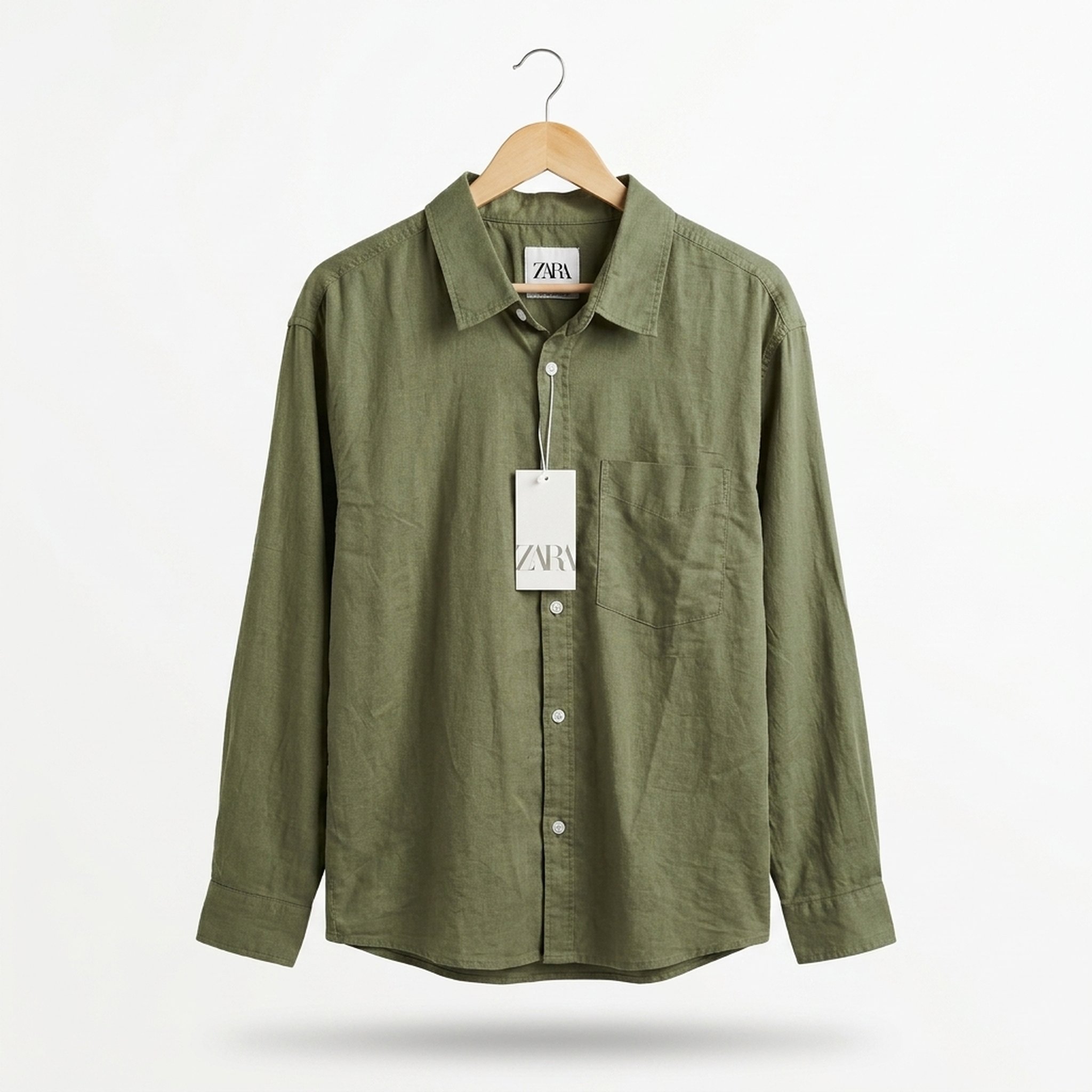 Nox18 Men's Olive Green Linen Shirt 2