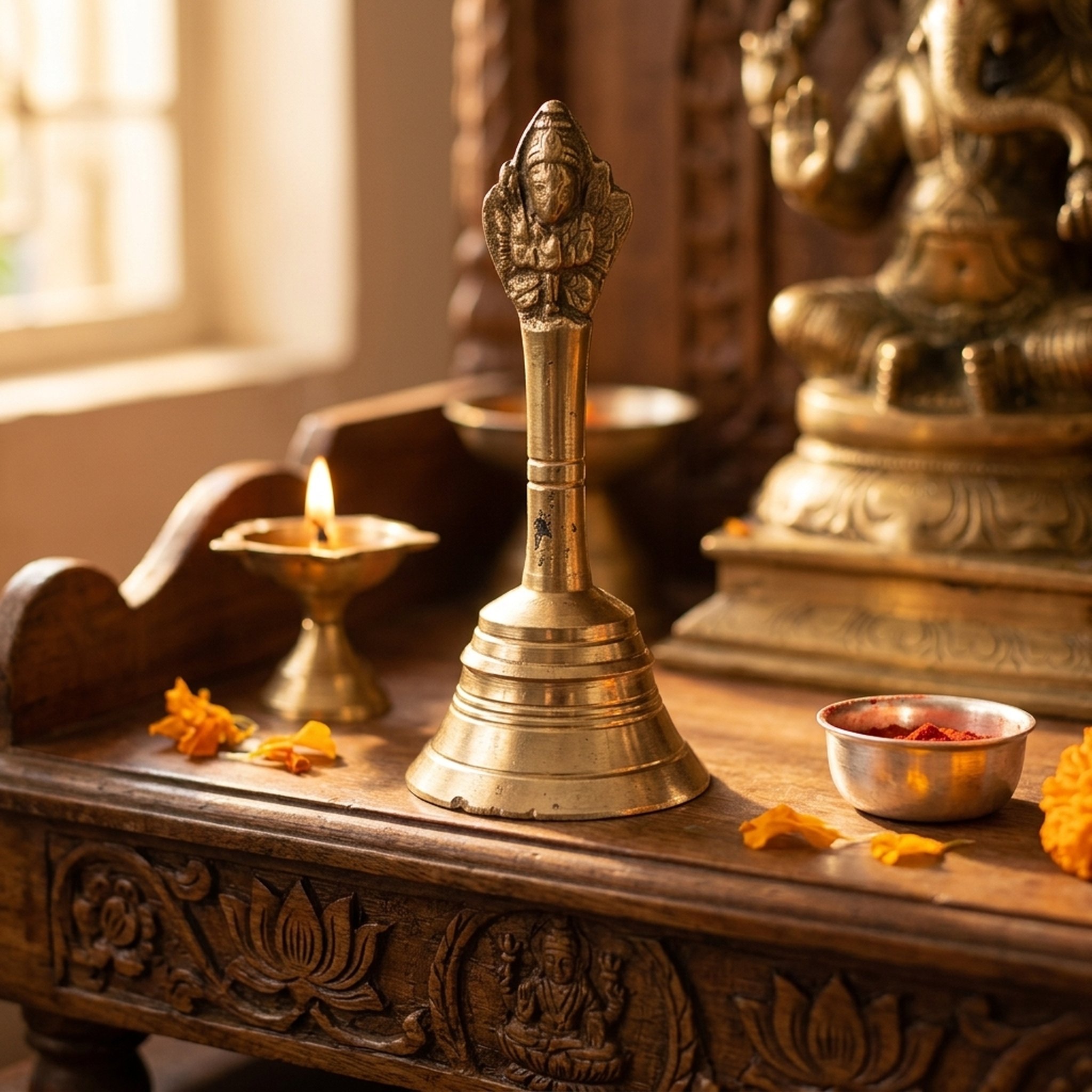 Shri Radhe Pooja Bhandar Traditional Brass Deity Hand Bell