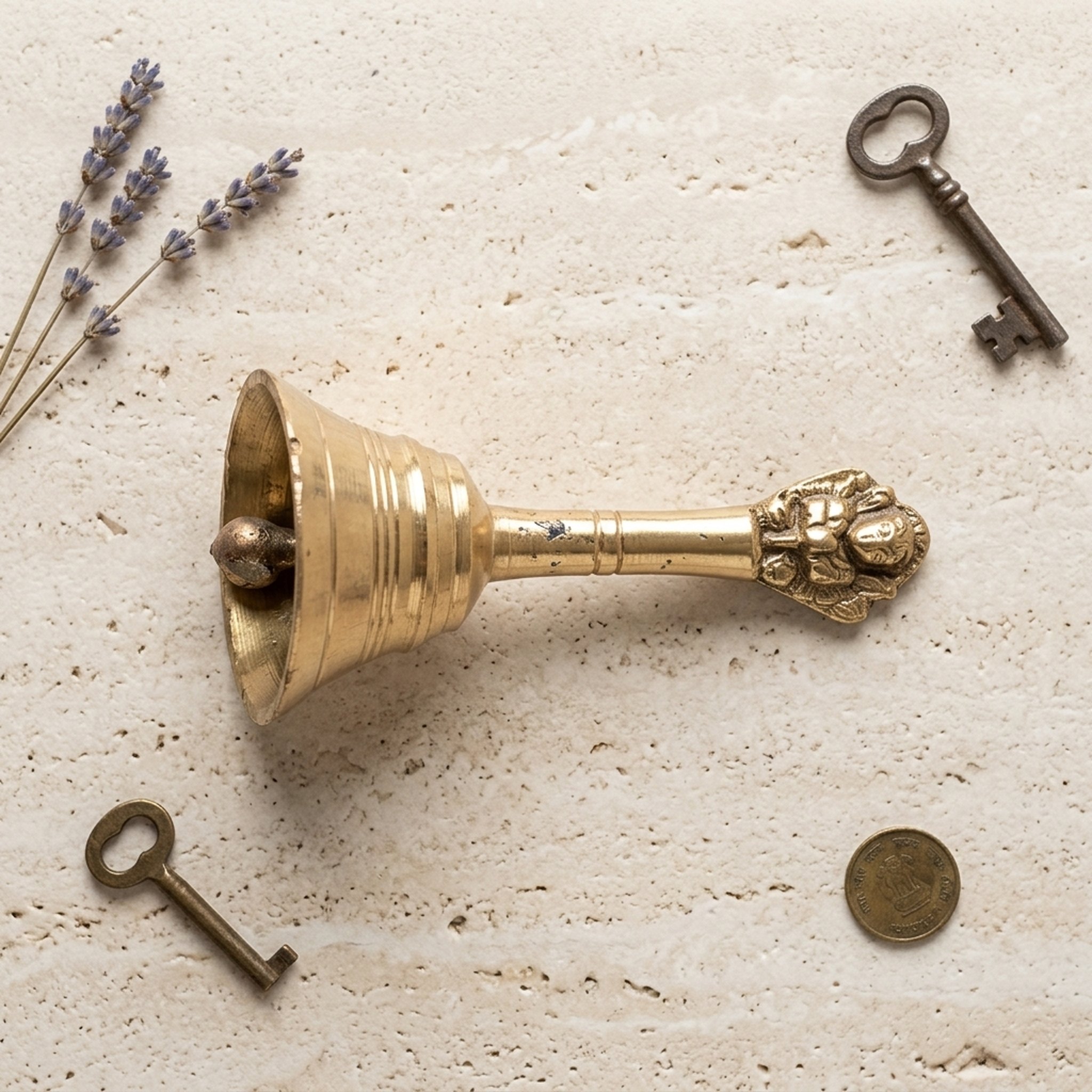 Shri Radhe Pooja Bhandar Traditional Brass Deity Hand Bell 4