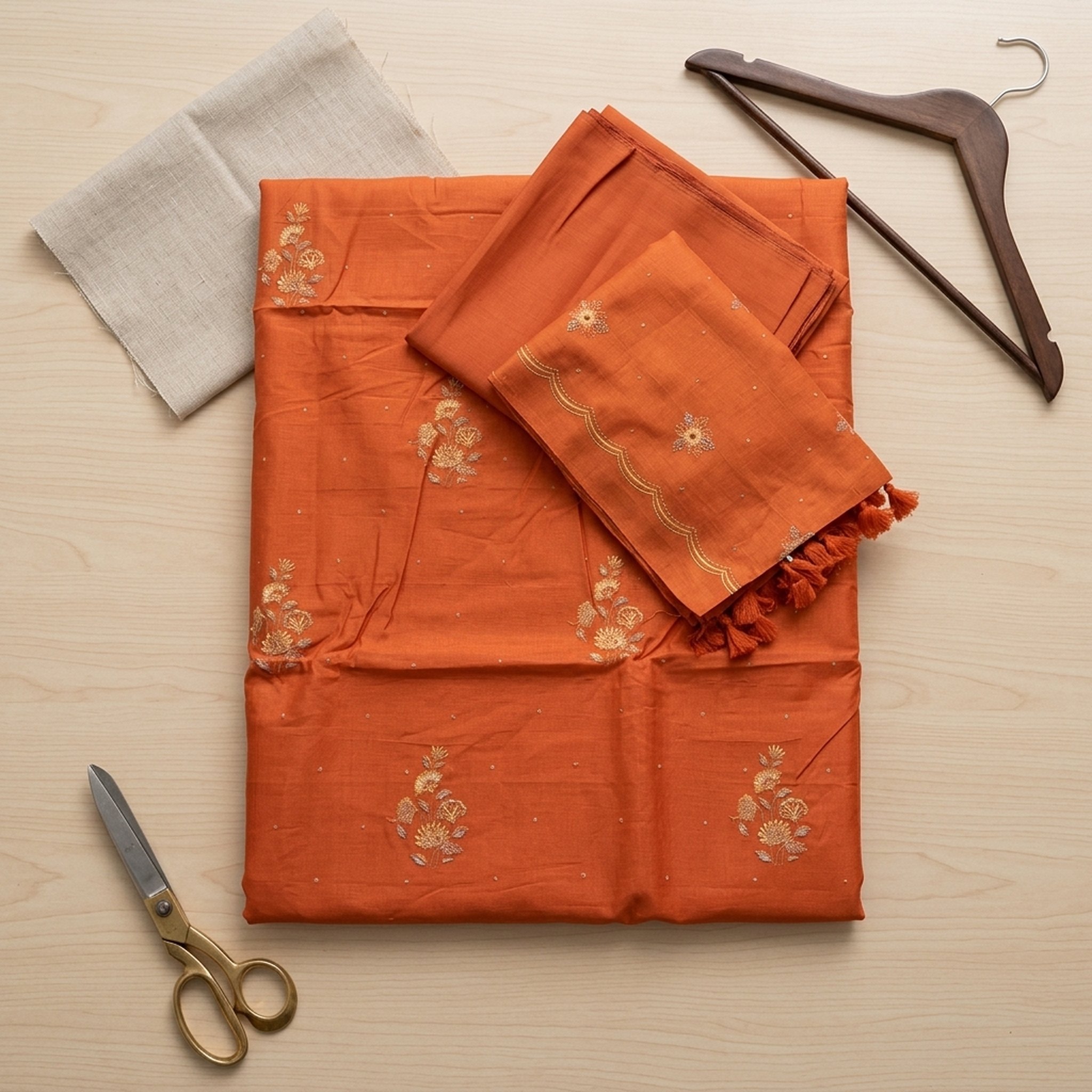 Noopur Clothing Orange Embroidered Kurta Set with Dupatta  j-17 4
