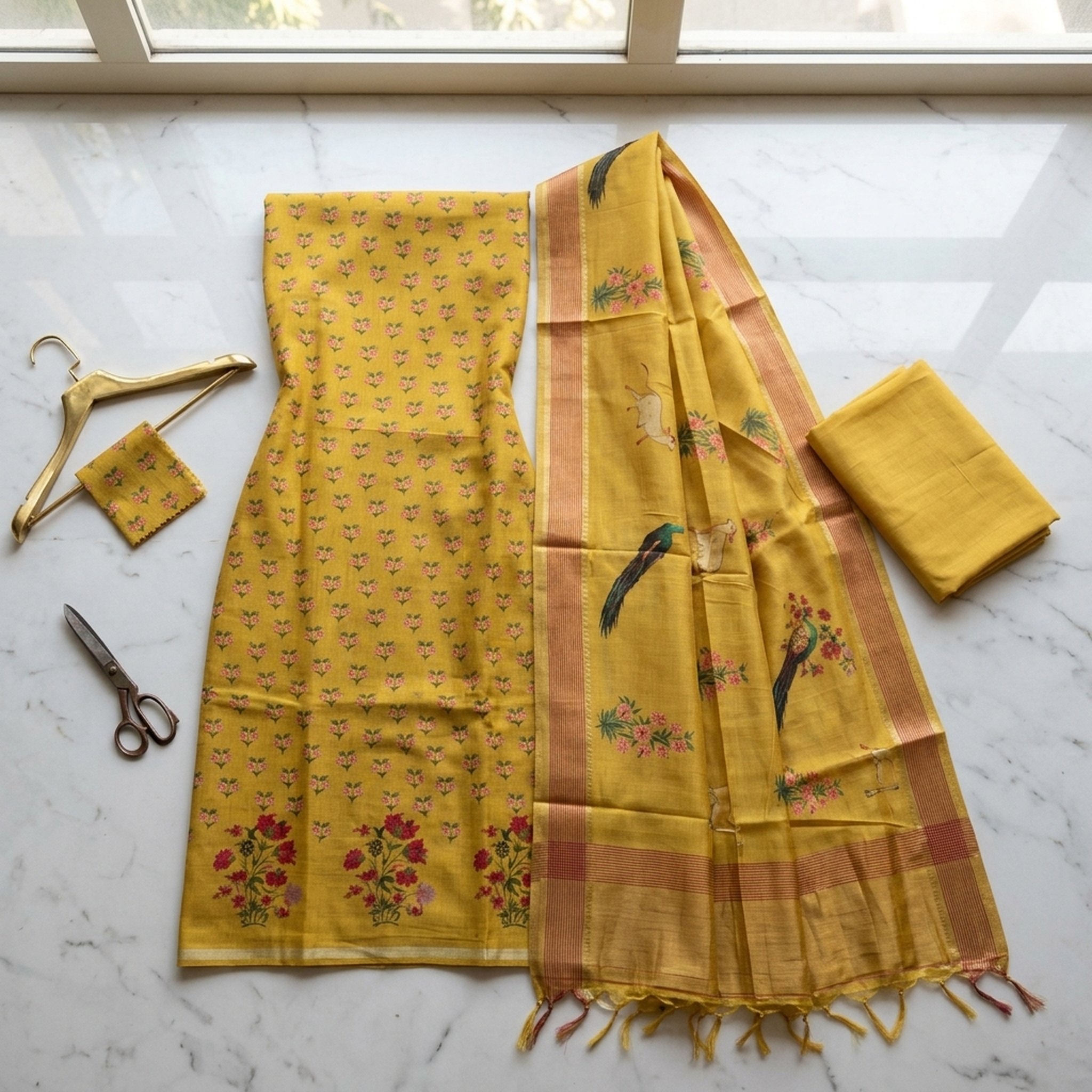 Noopur Clothing Mustard Yellow Floral Print Salwar Suit 4