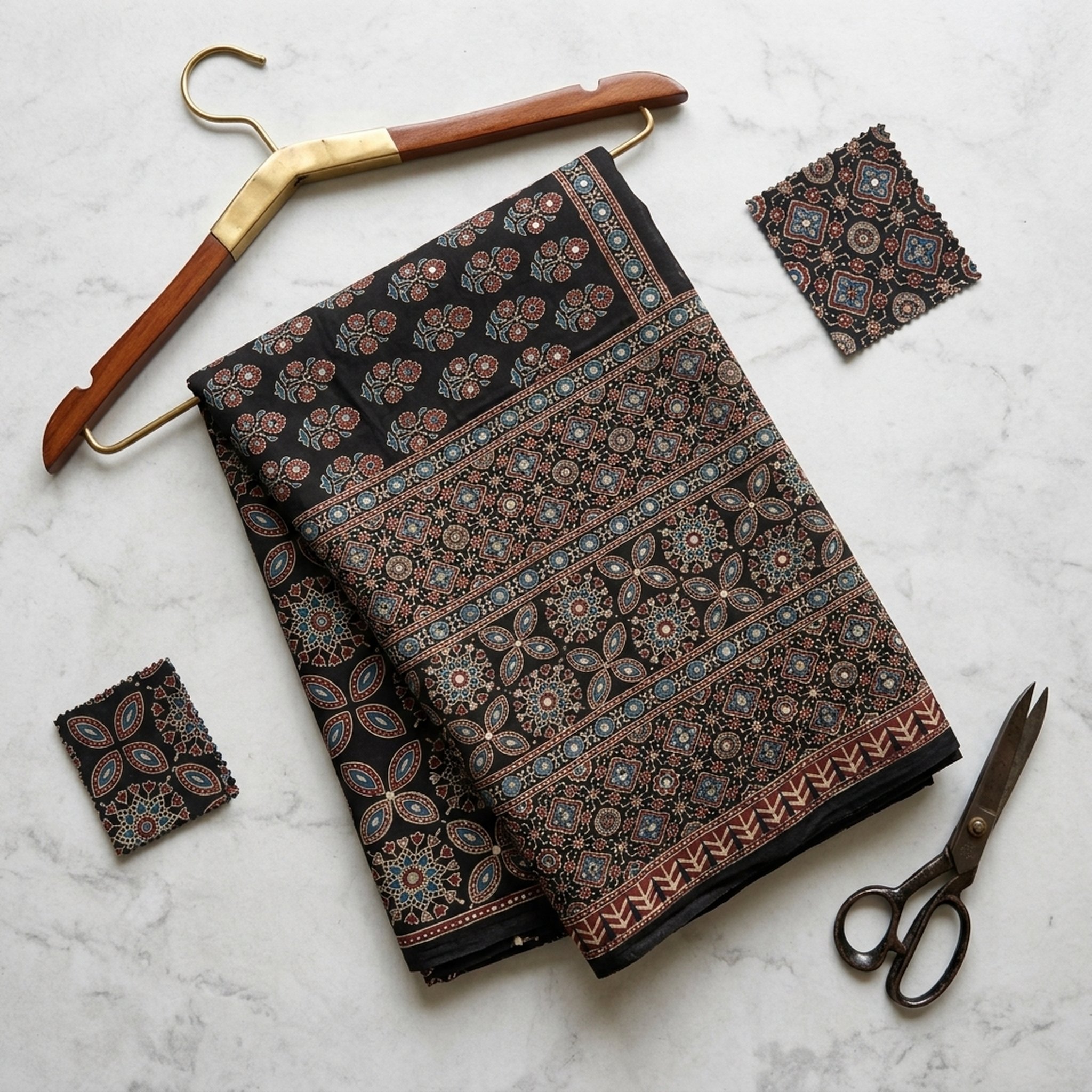 Modal Azrakh Saree with Hand work 4