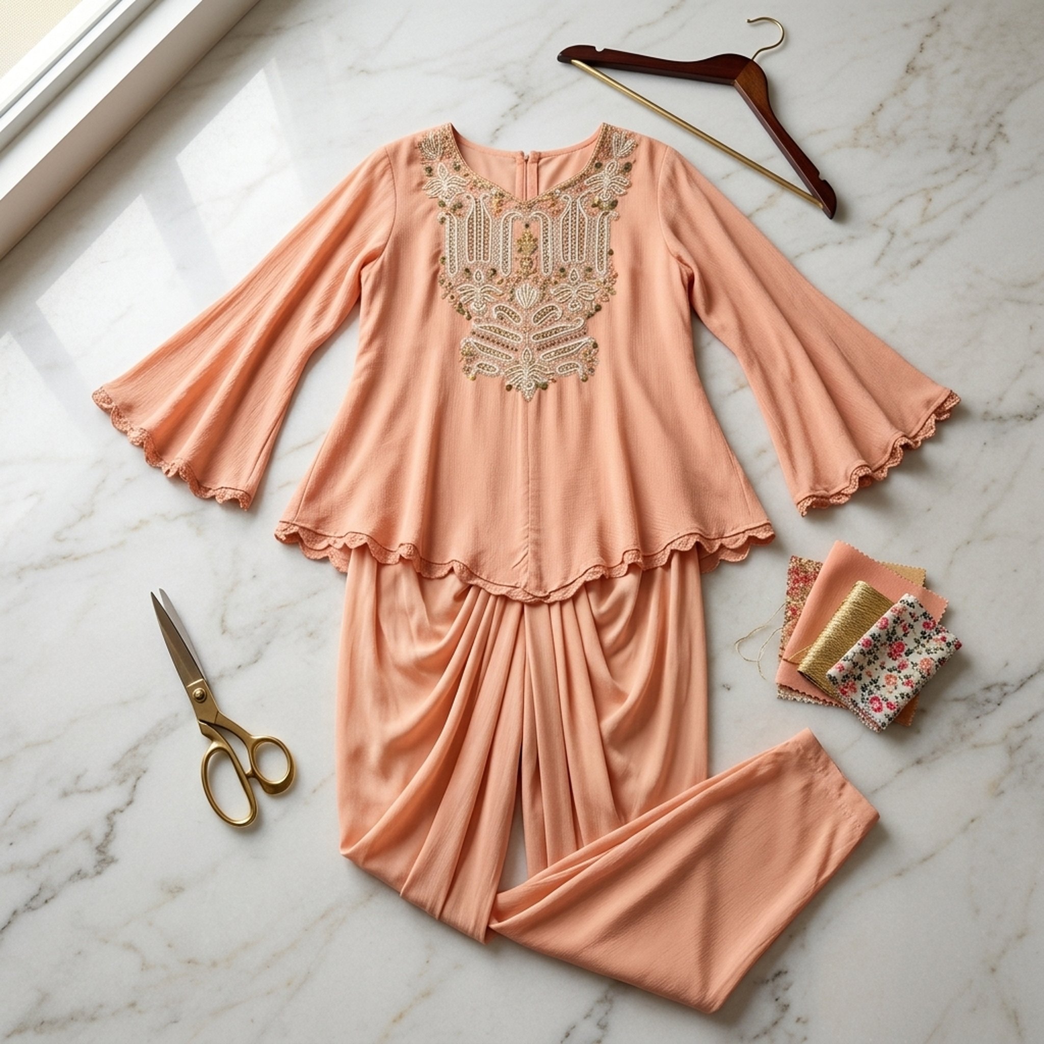 Noopur Clothing Peach Embroidered Dhoti Style Set ( wi0028) 3