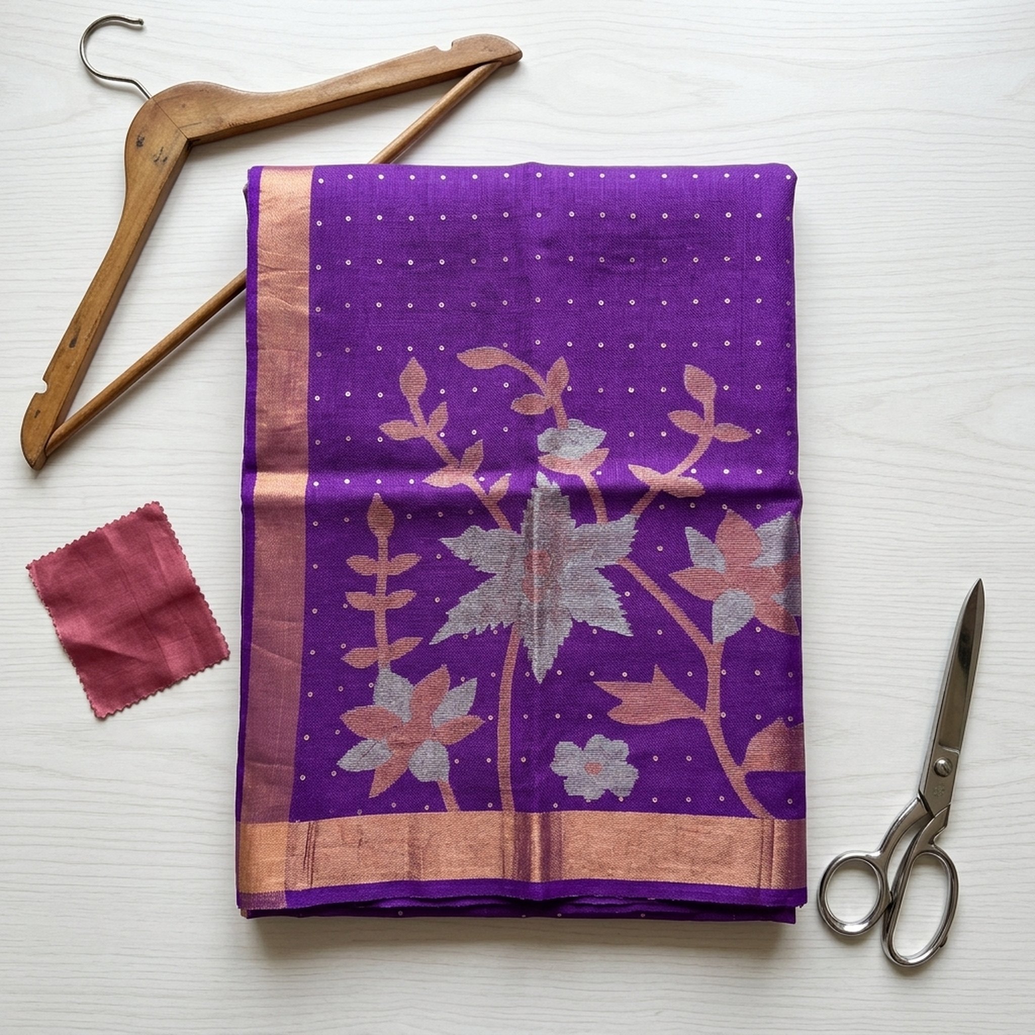 Noopur Clothing Purple Floral Zari Border Saree 4