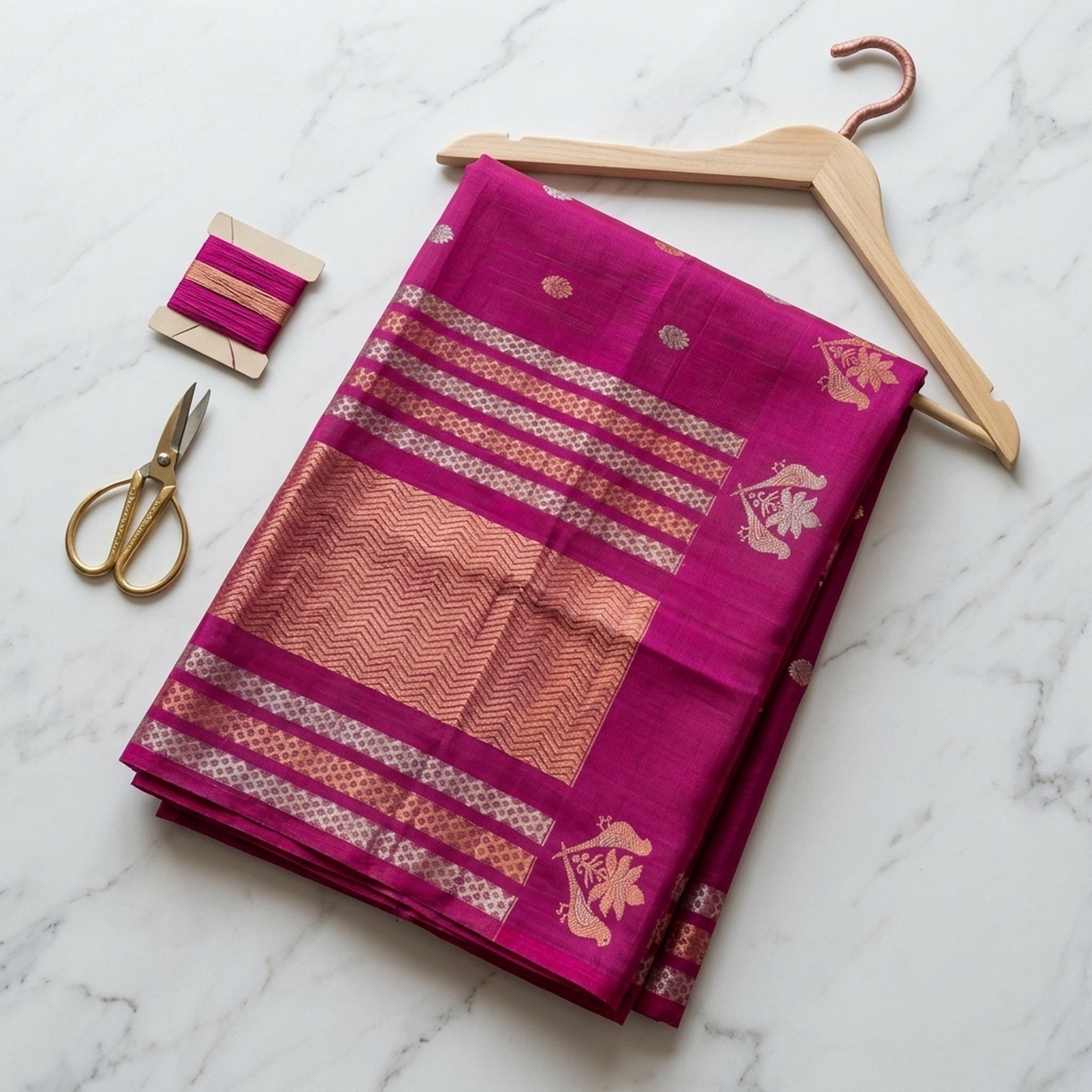 Noopur Clothing Magenta Silk Blend Zari Work Saree 4