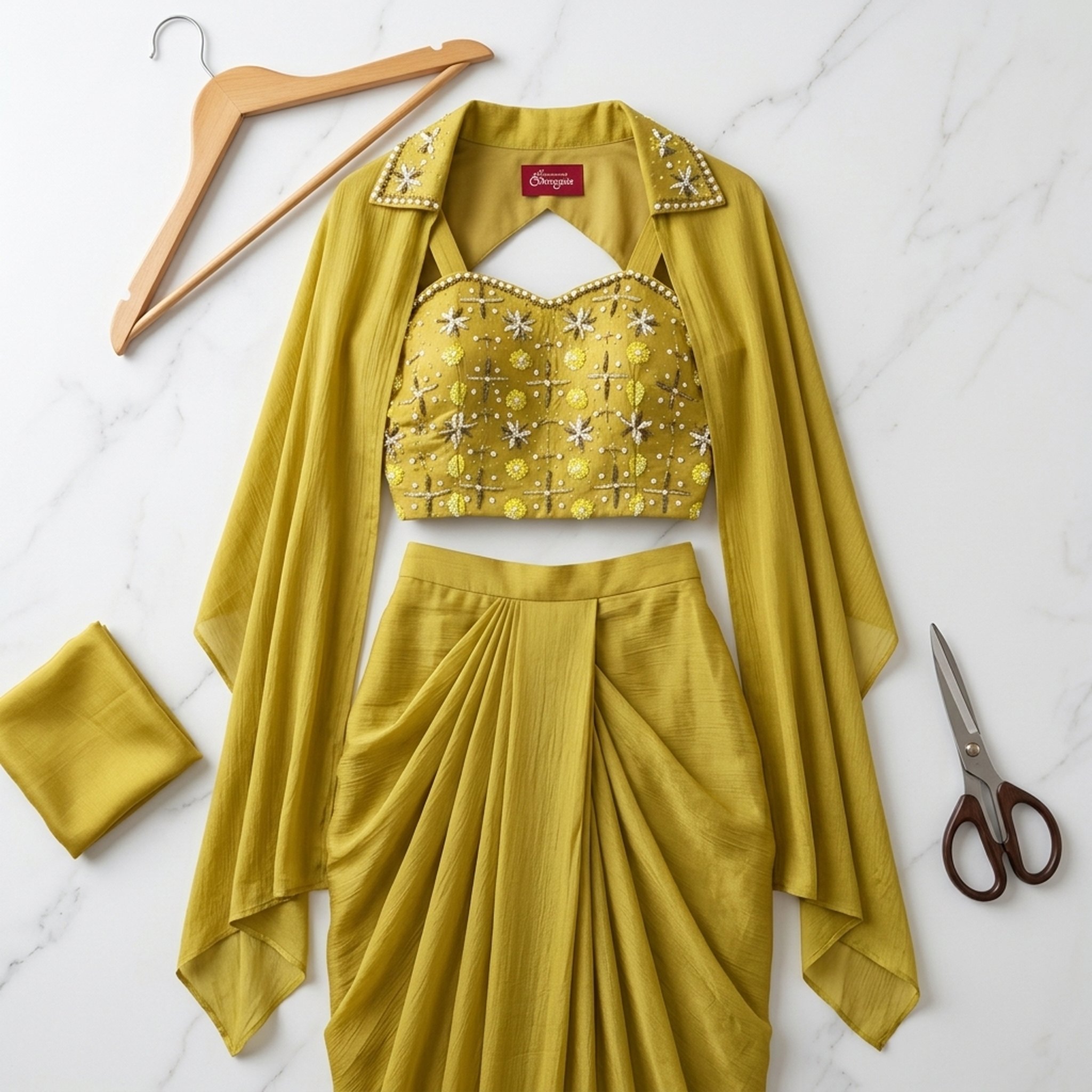 Noopur Clothing Lime Green Embellished Cape Set(KB333) 4