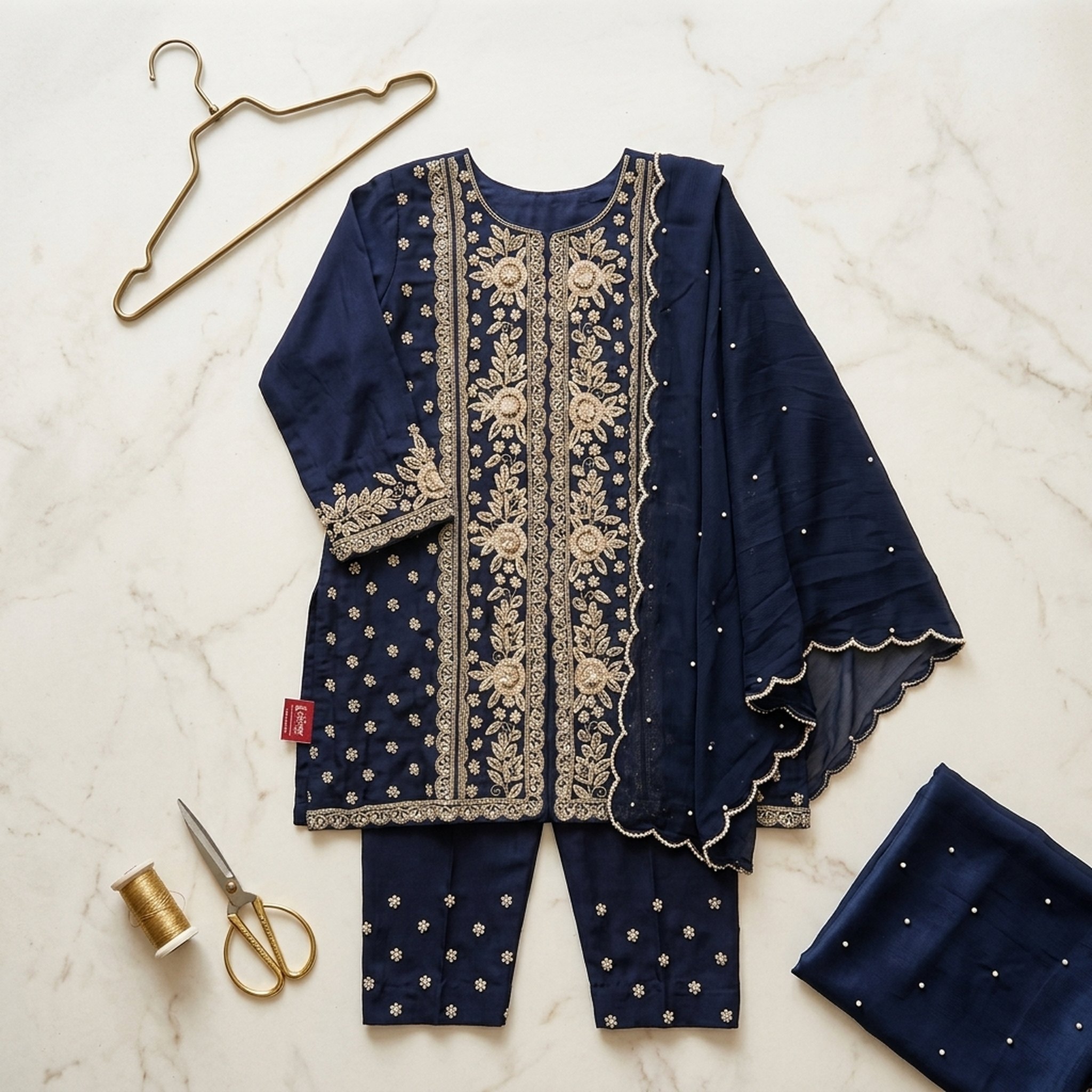 Noopur Clothing Navy Blue Embroidered Salwar Suit Set 4