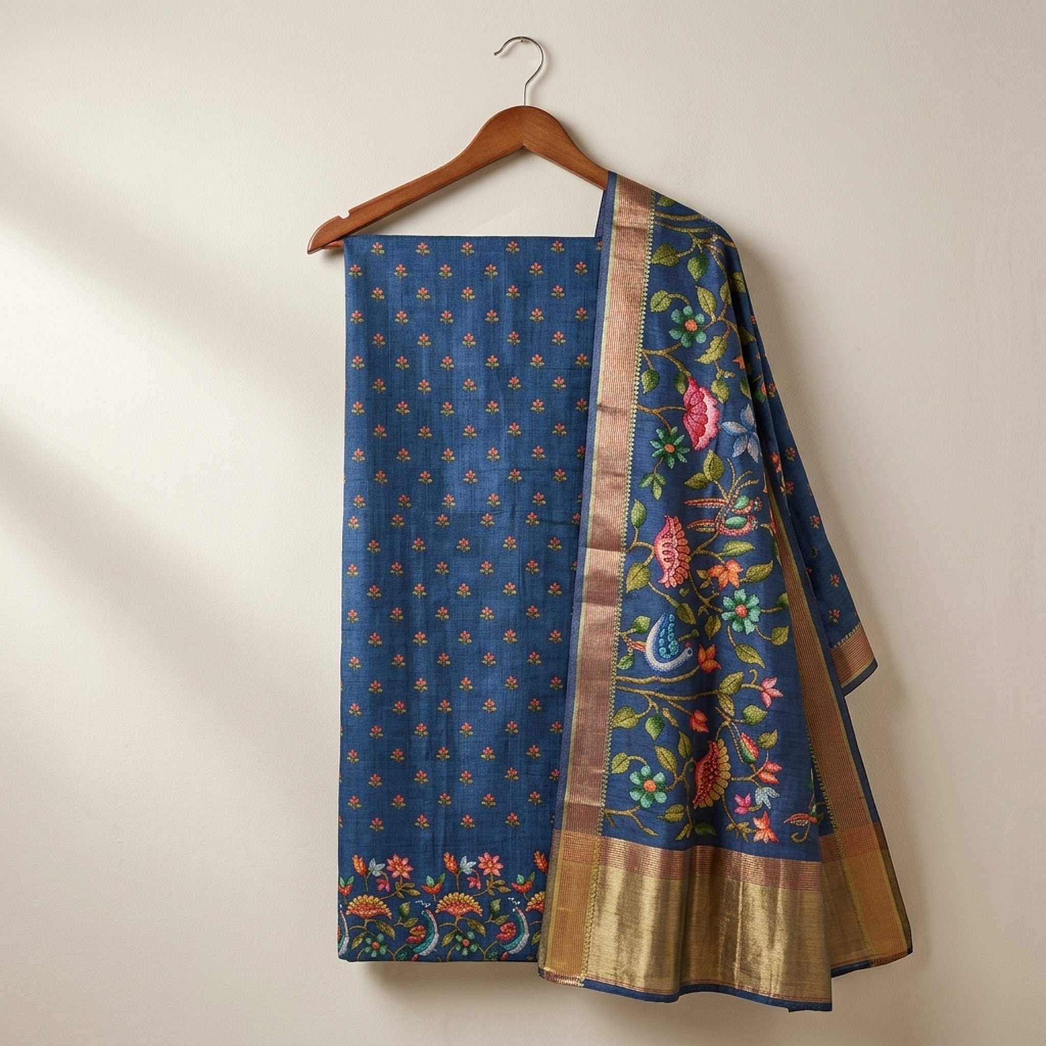 Noopur Clothing Women's Teal Embroidered Kurta Dupatta Set 3