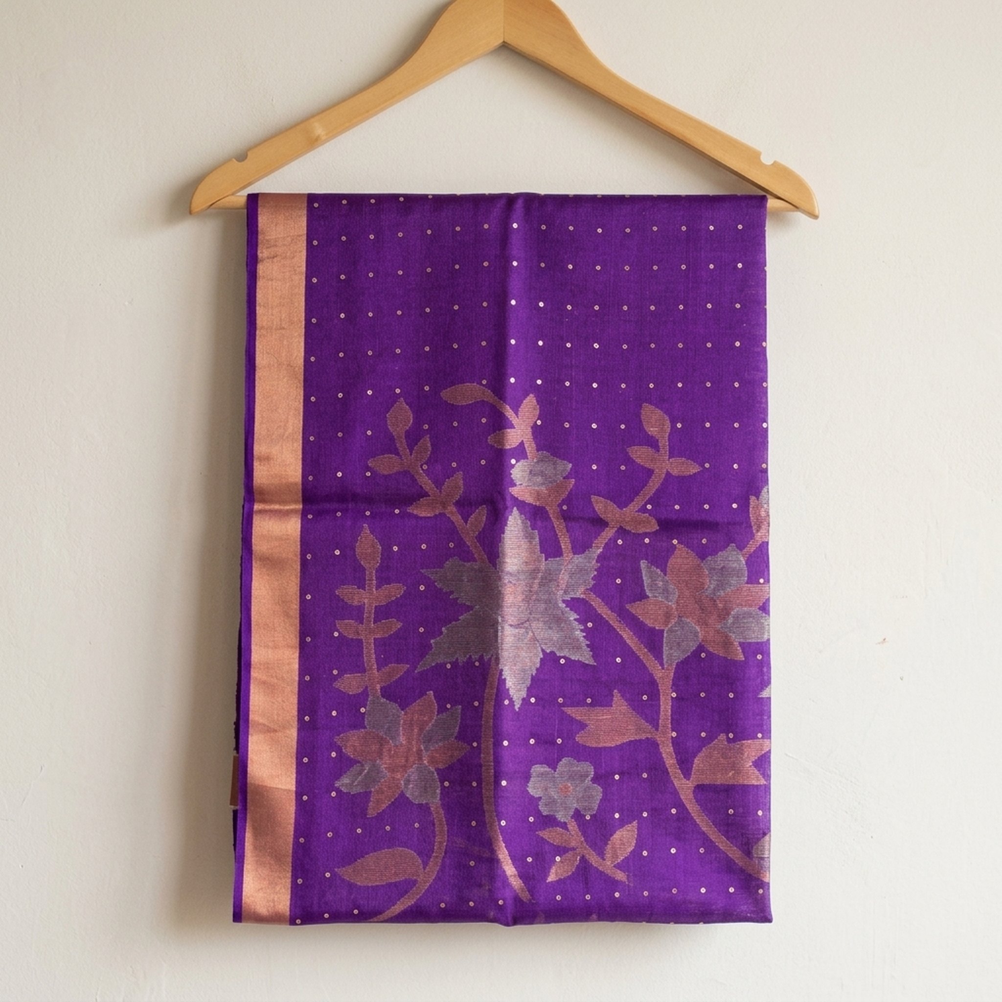 Noopur Clothing Purple Floral Zari Border Saree 3