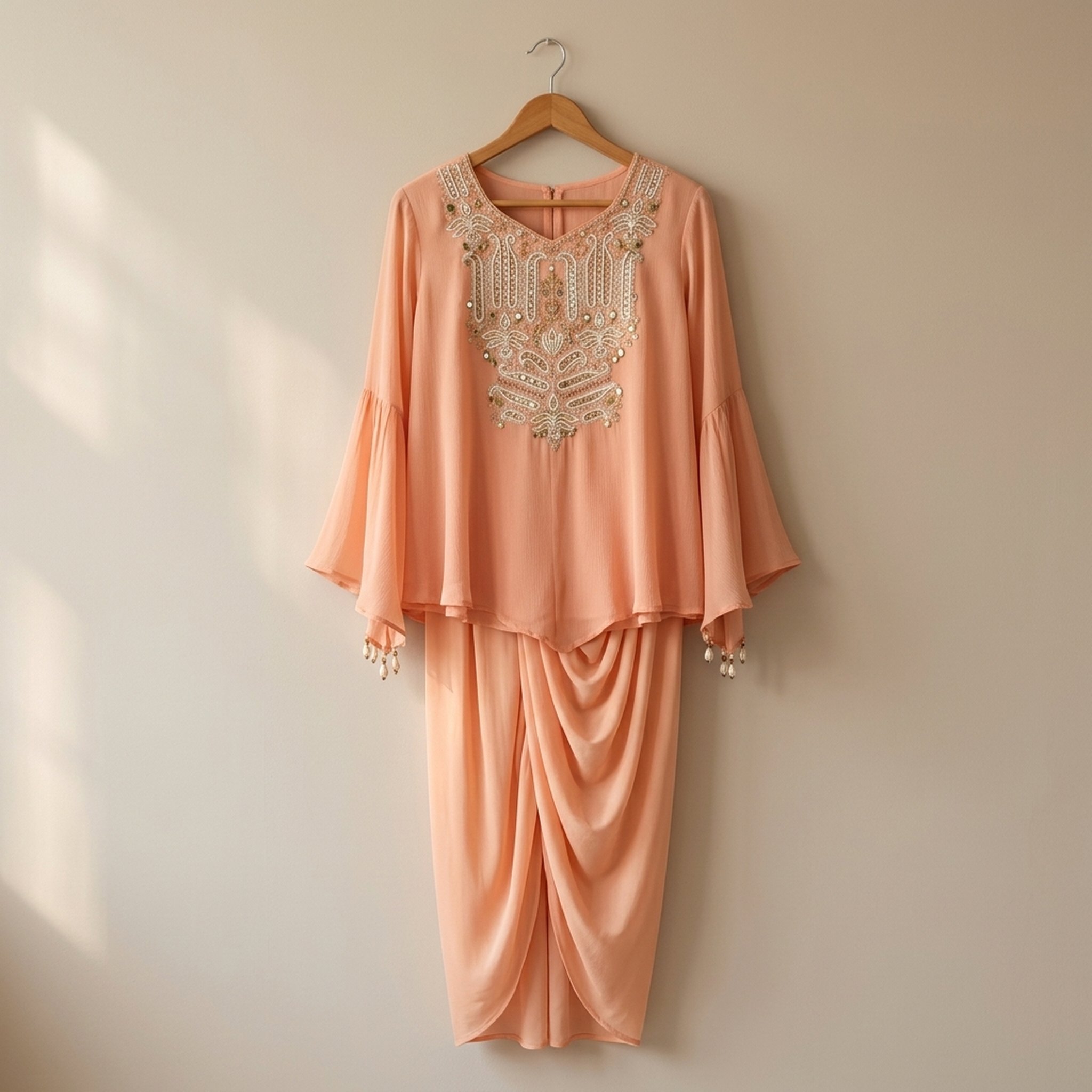 Noopur Clothing Peach Embroidered Dhoti Style Set ( wi0028) 2