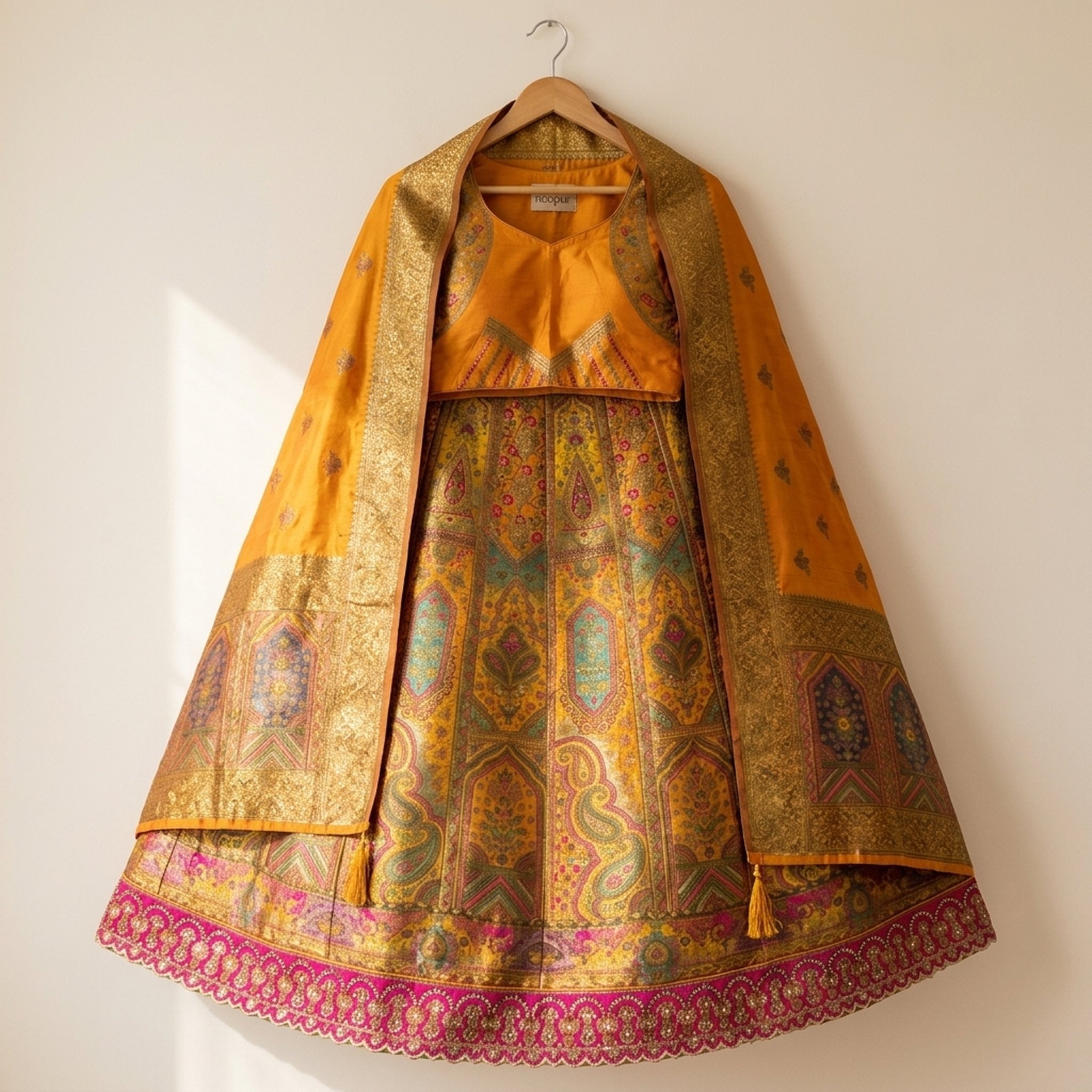 Noopur Clothing Mustard Paisley Embroidered Lehenga Set 3