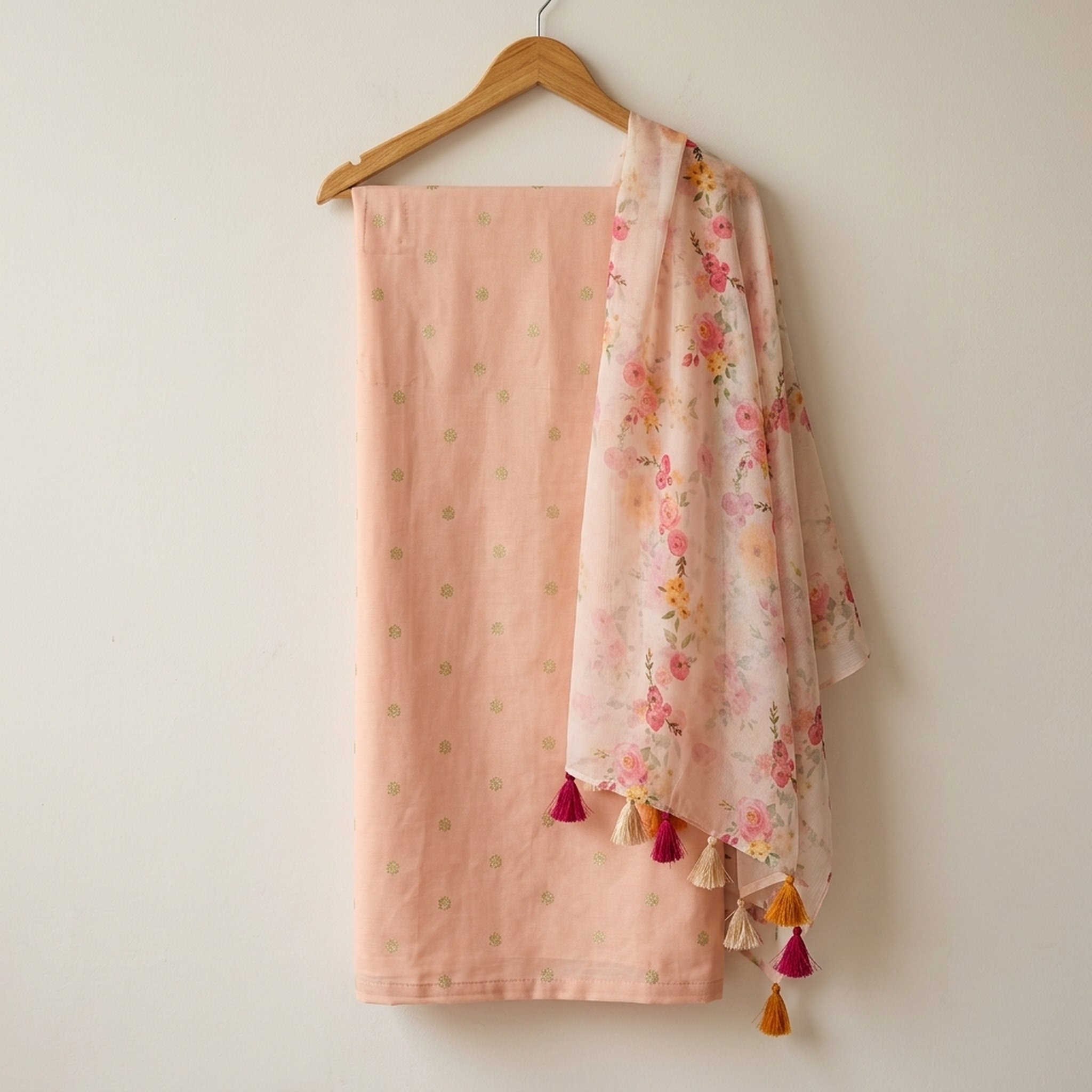 Noopur Clothing Women's Peach Floral Salwar Suit 3910/1/2 3
