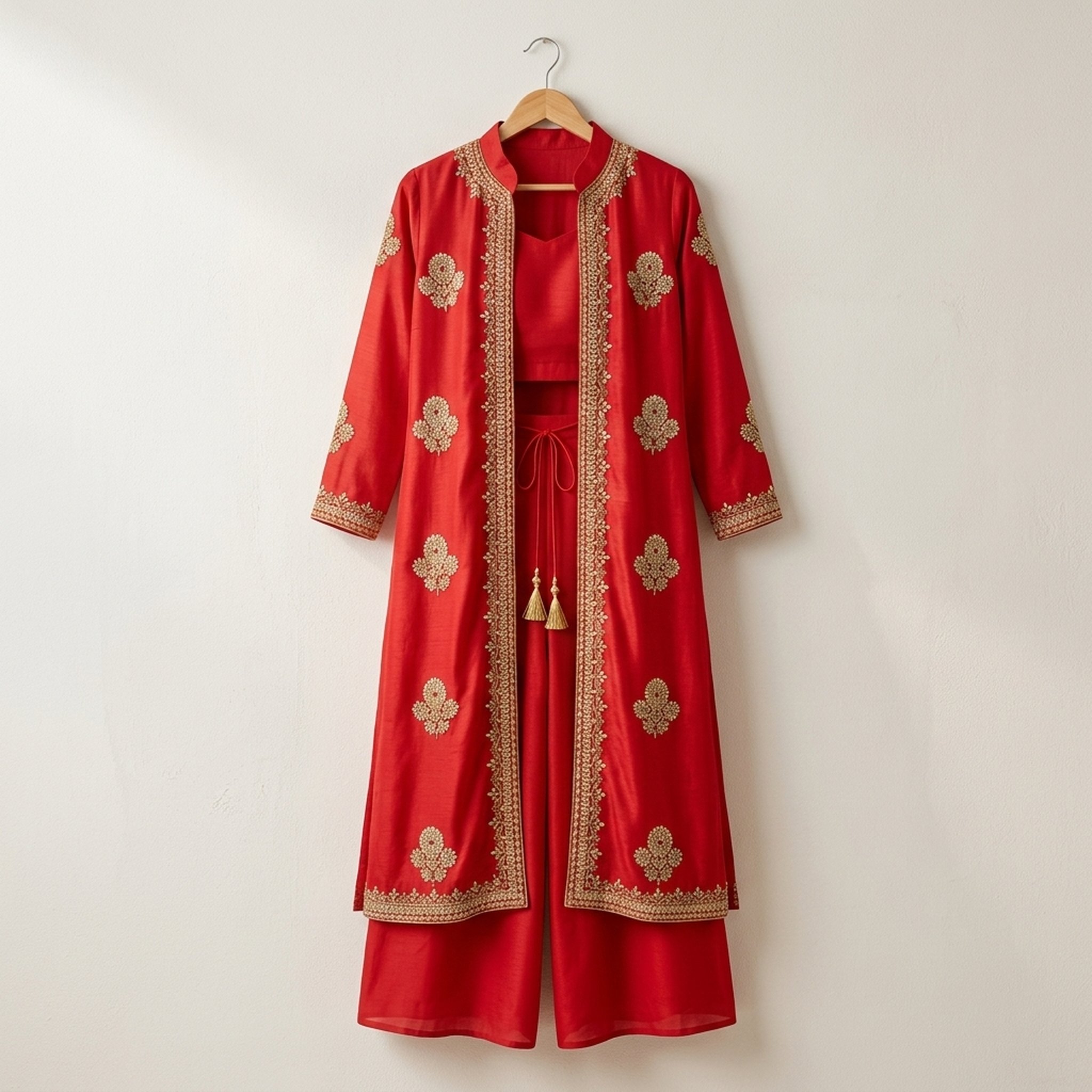Noopur Clothing Red Embroidered Three-Piece Ethnic Set 3