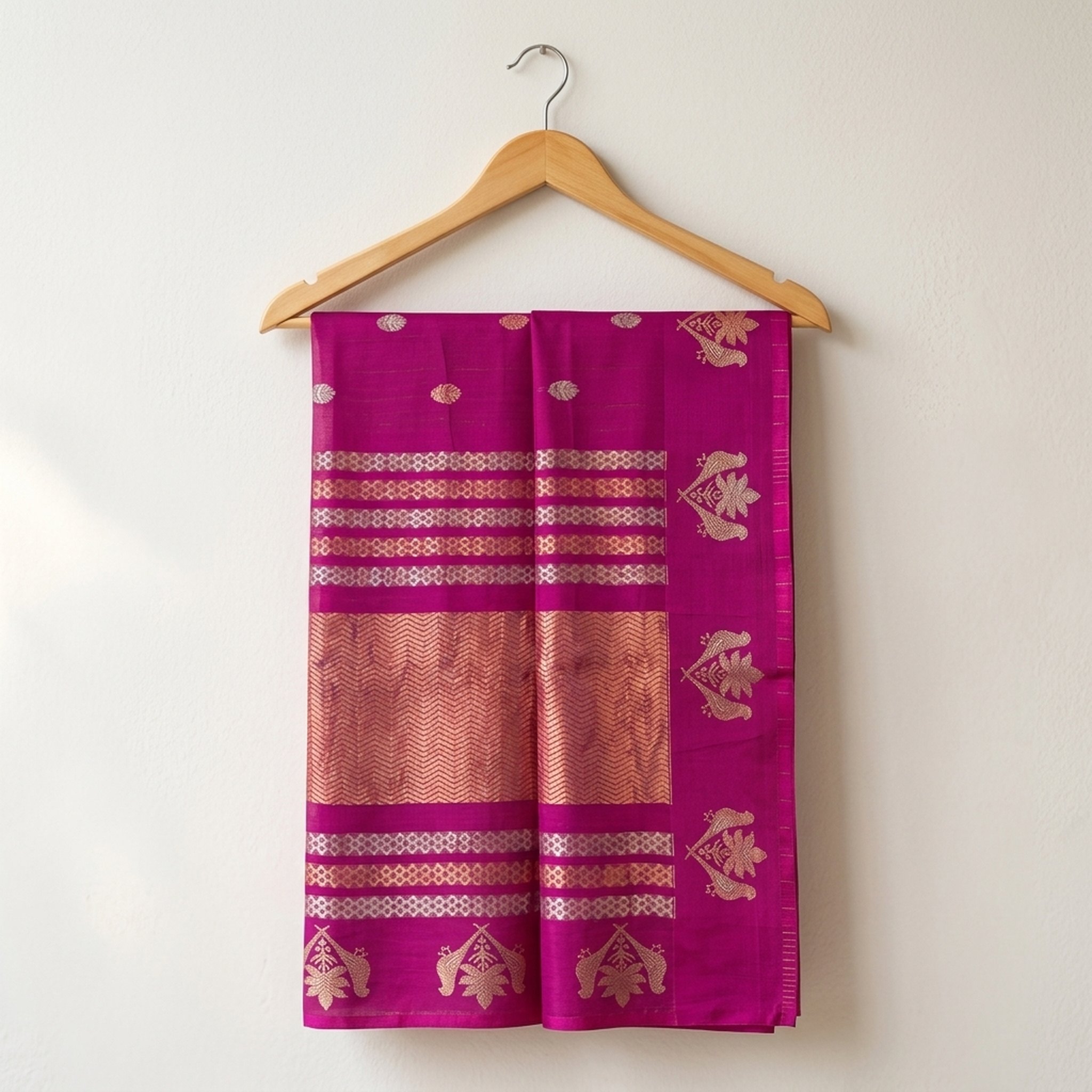 Noopur Clothing Magenta Silk Blend Zari Work Saree 3