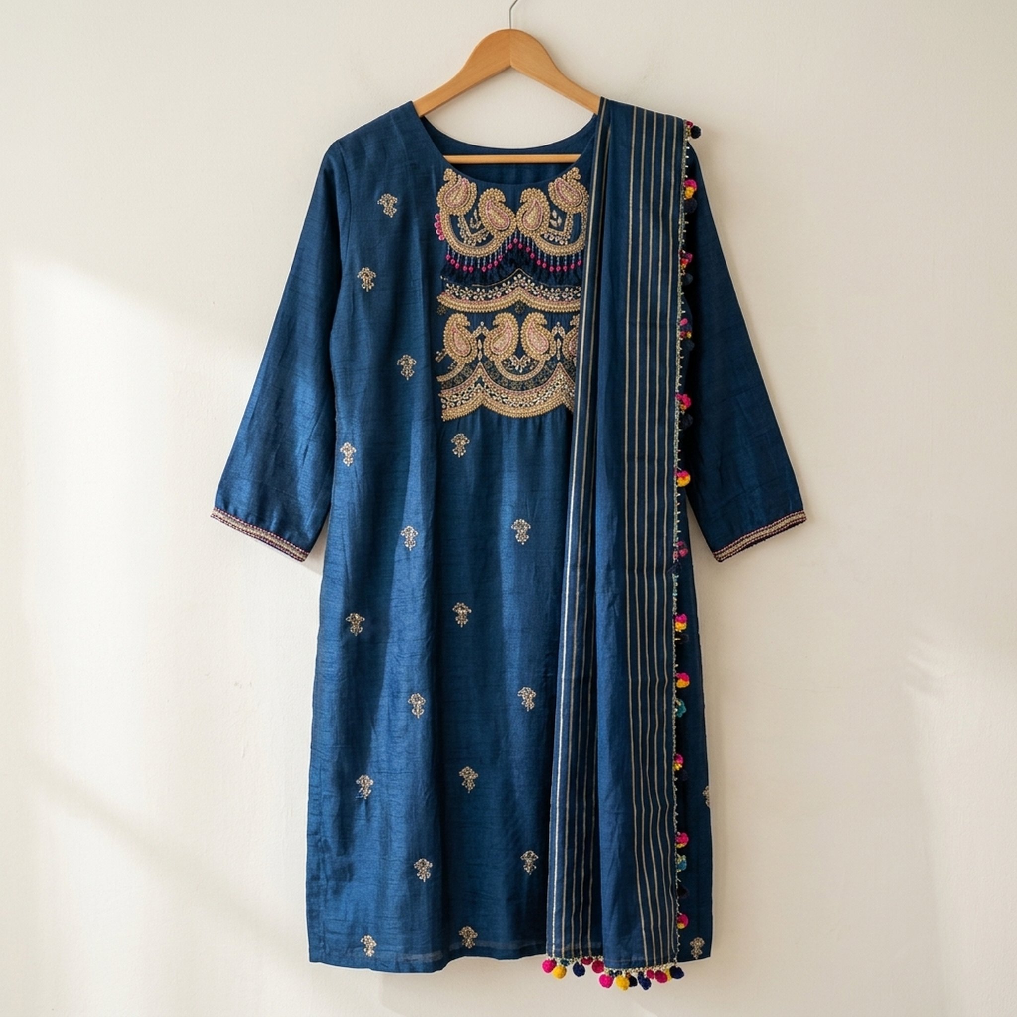 Noopur Clothing Women's Embroidered Blue Kurta Set ( n536005) 3