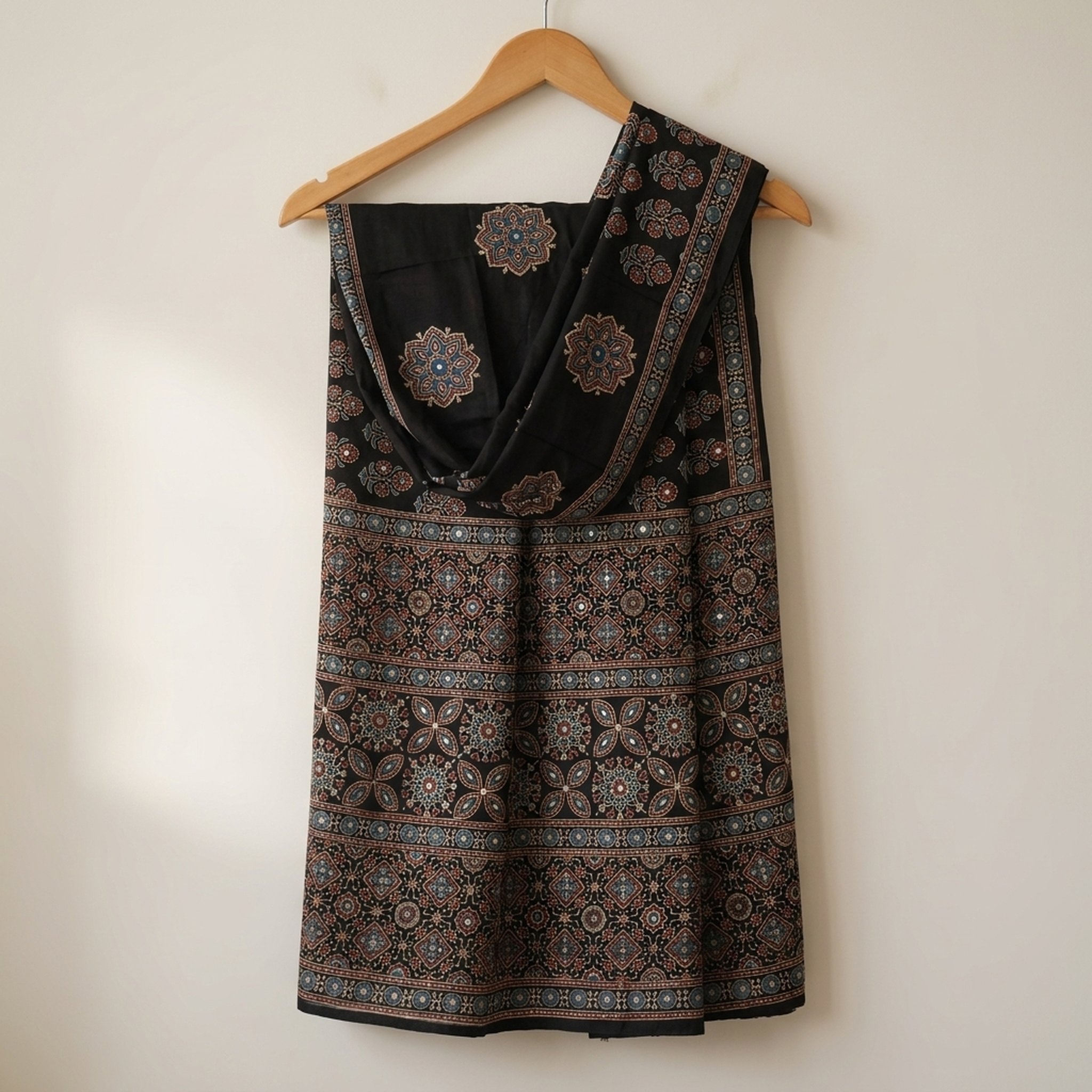 Modal Azrakh Saree with Hand work 3