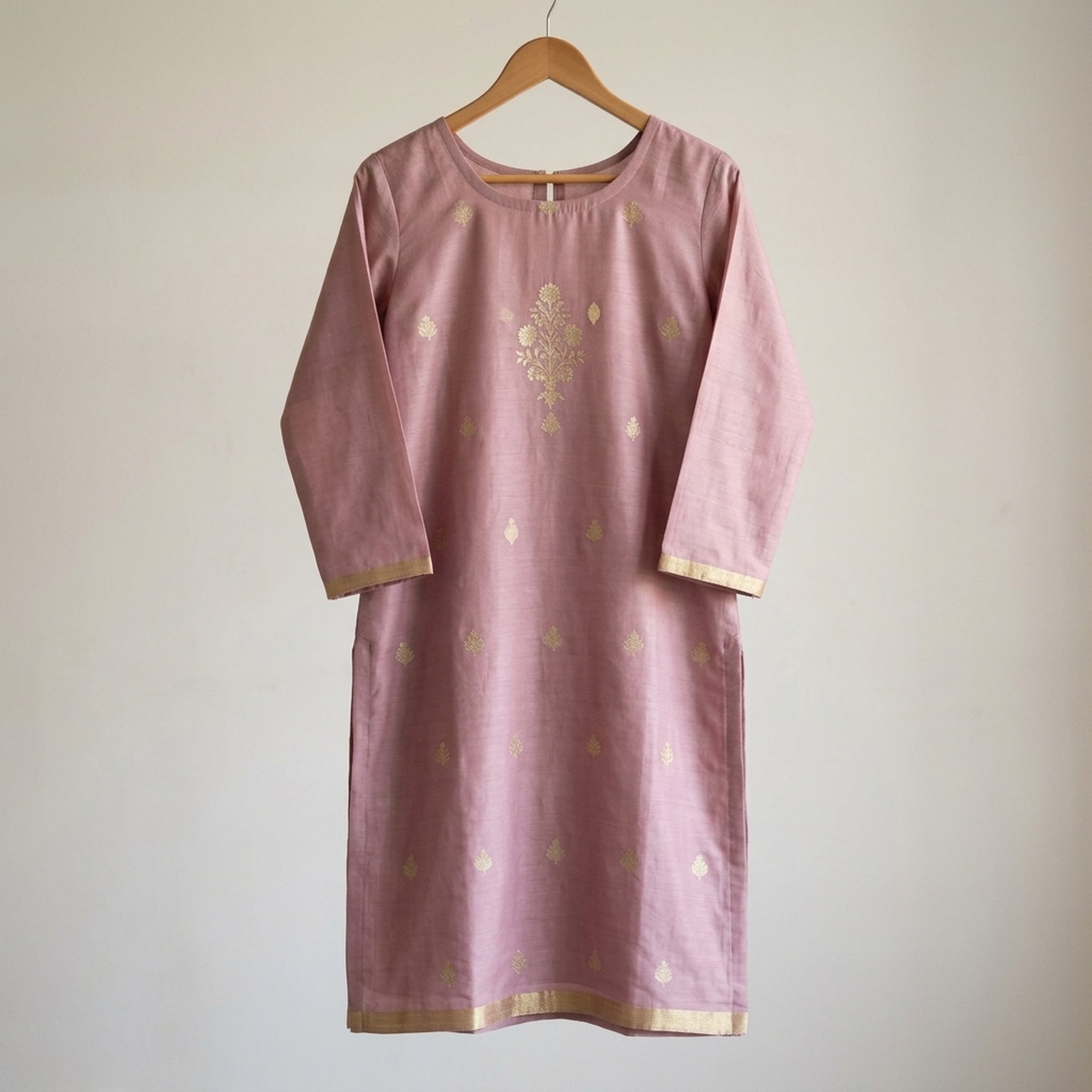 Noopur Clothing Mauve Gold Motif Kurta Dupatta Set 3