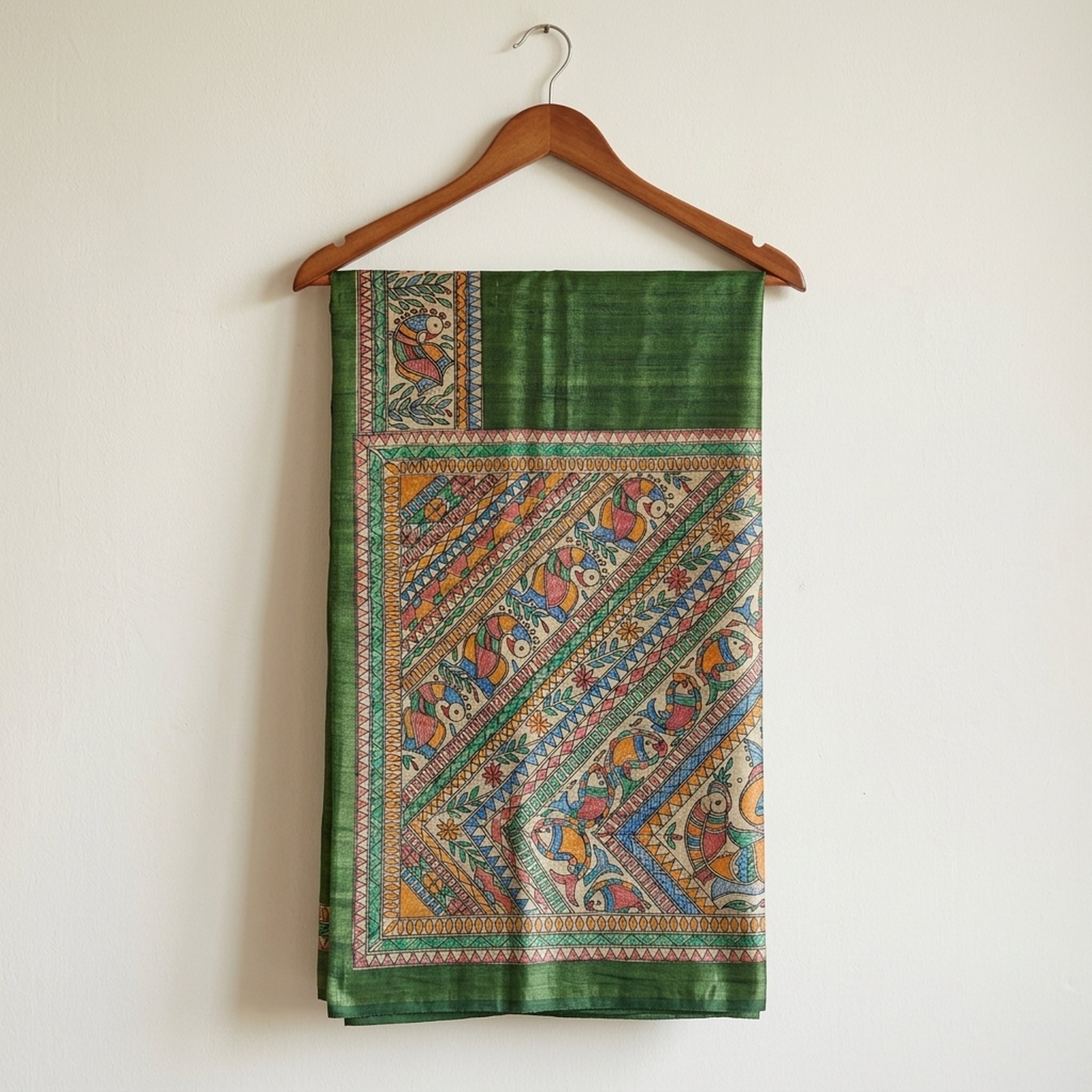 Noopur Clothing Green Handpainted Tussar Silk Saree 3
