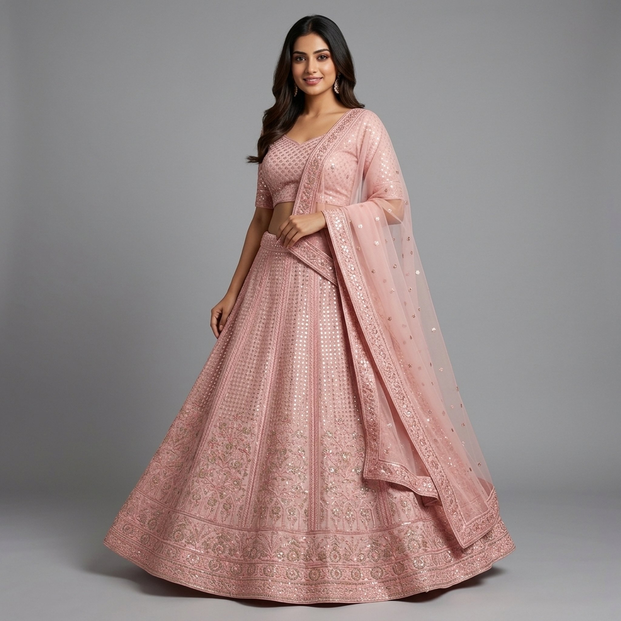 Noopur Clothing Pink Embroidered Lehenga Choli Set