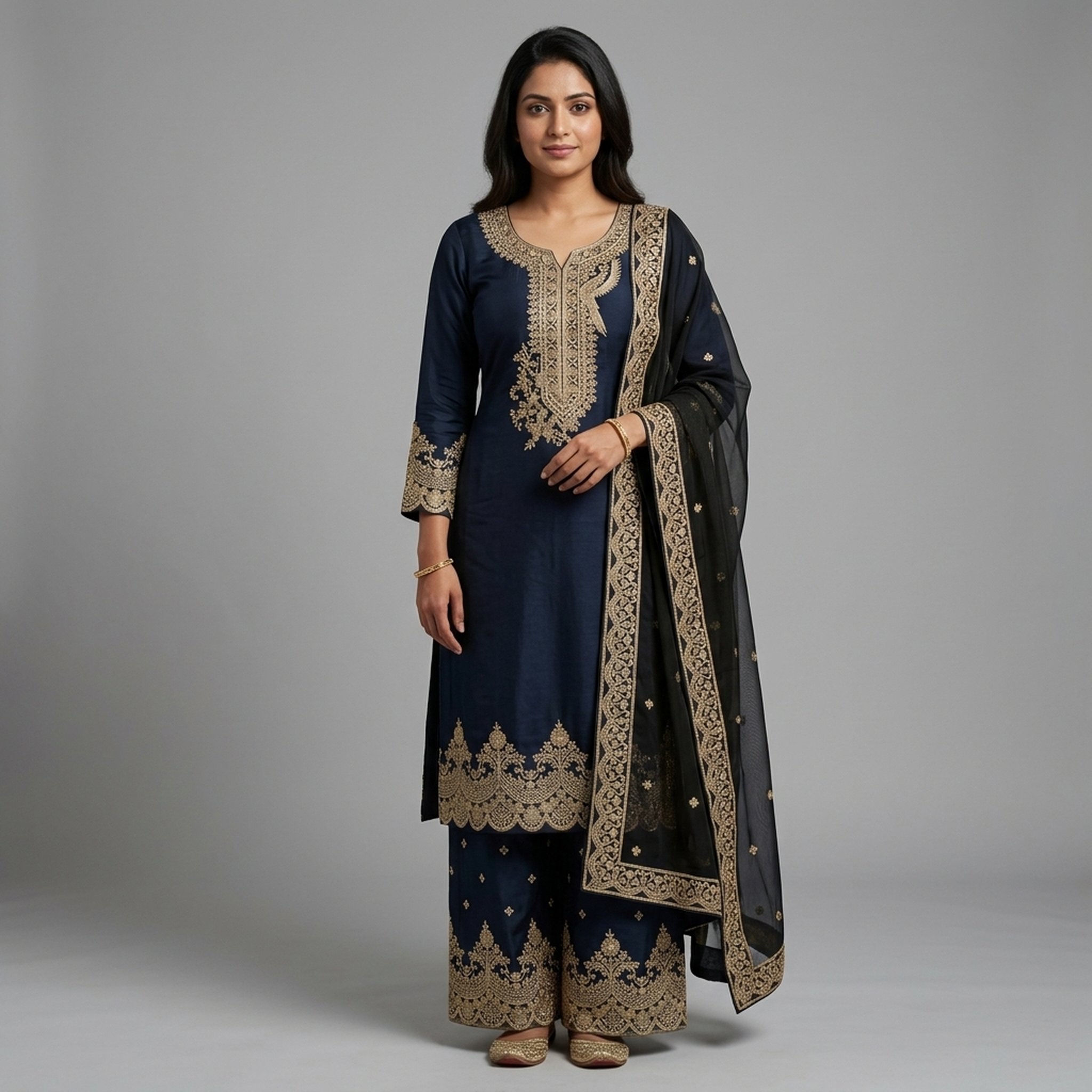 Noopur Clothing Embroidered Kurta Palazzo Duppatta Set gc-4172-s