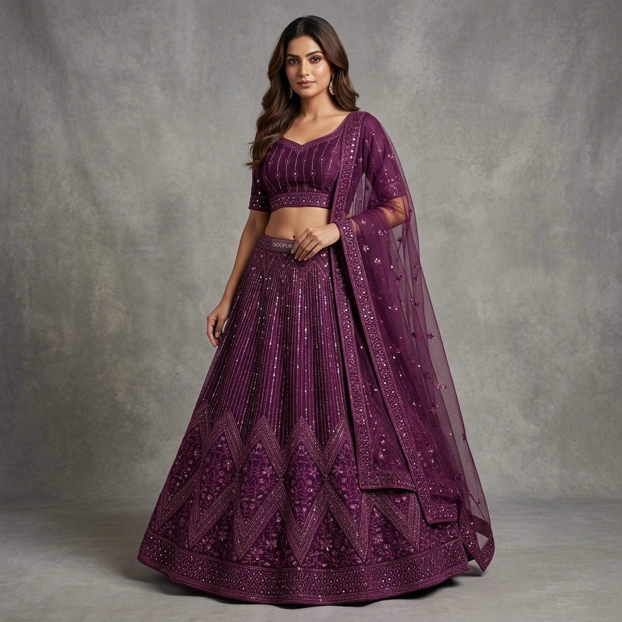 Noopur Clothing Women's Sequin Embroidered Lehenga Set