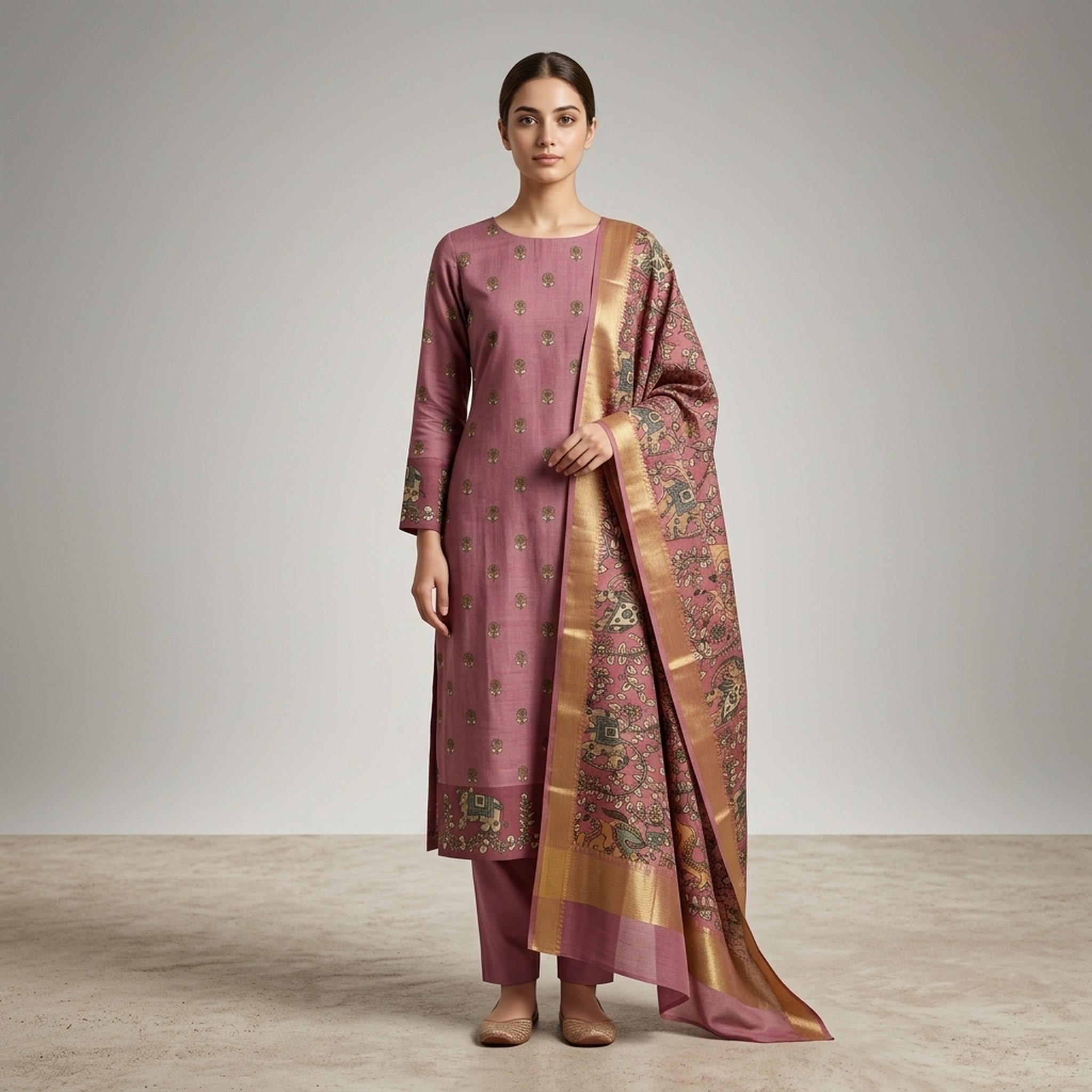 Noopur Clothing Mauve Traditional Unstitched Suit Set