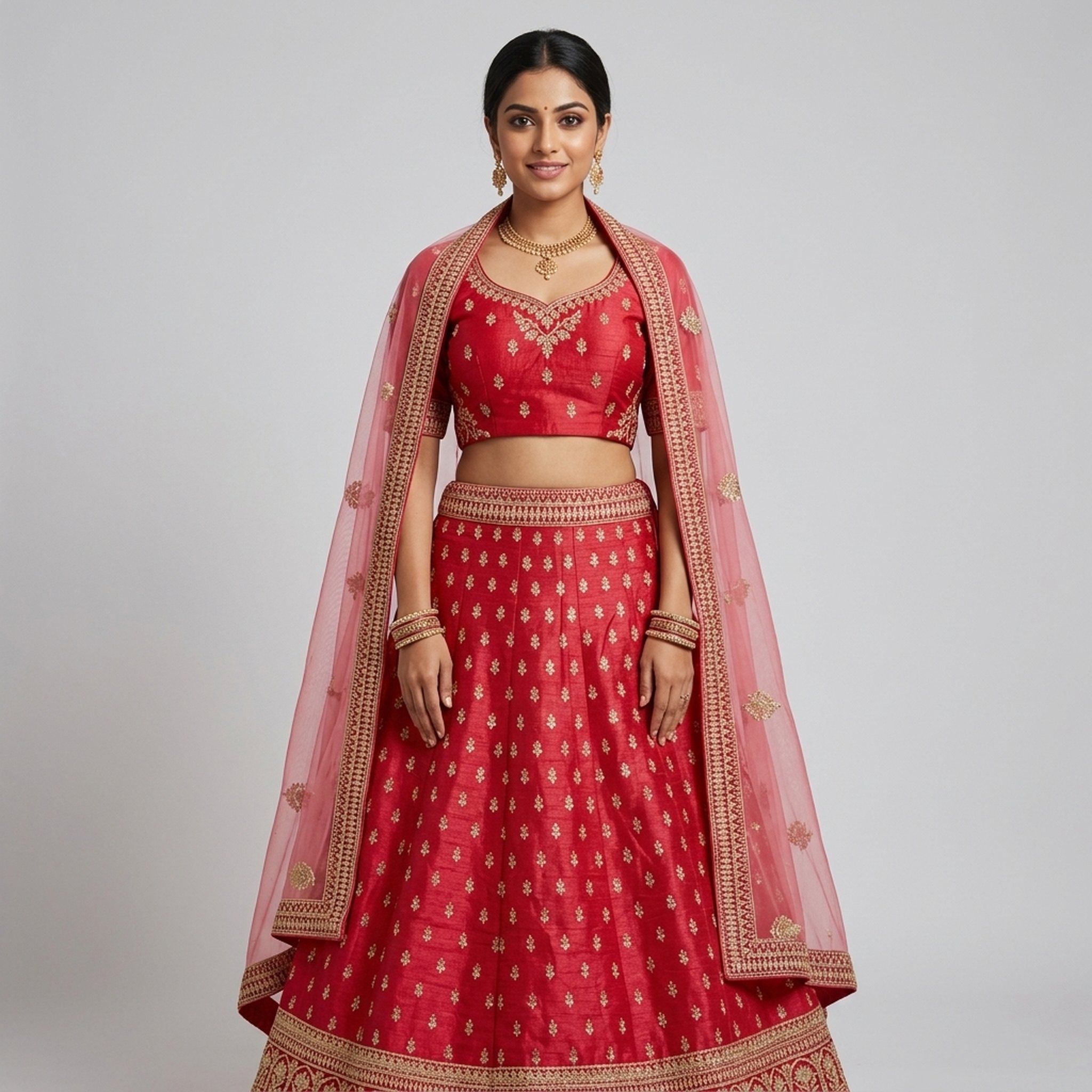 Noopur Clothing Traditional Red Embroidered Lehenga Set