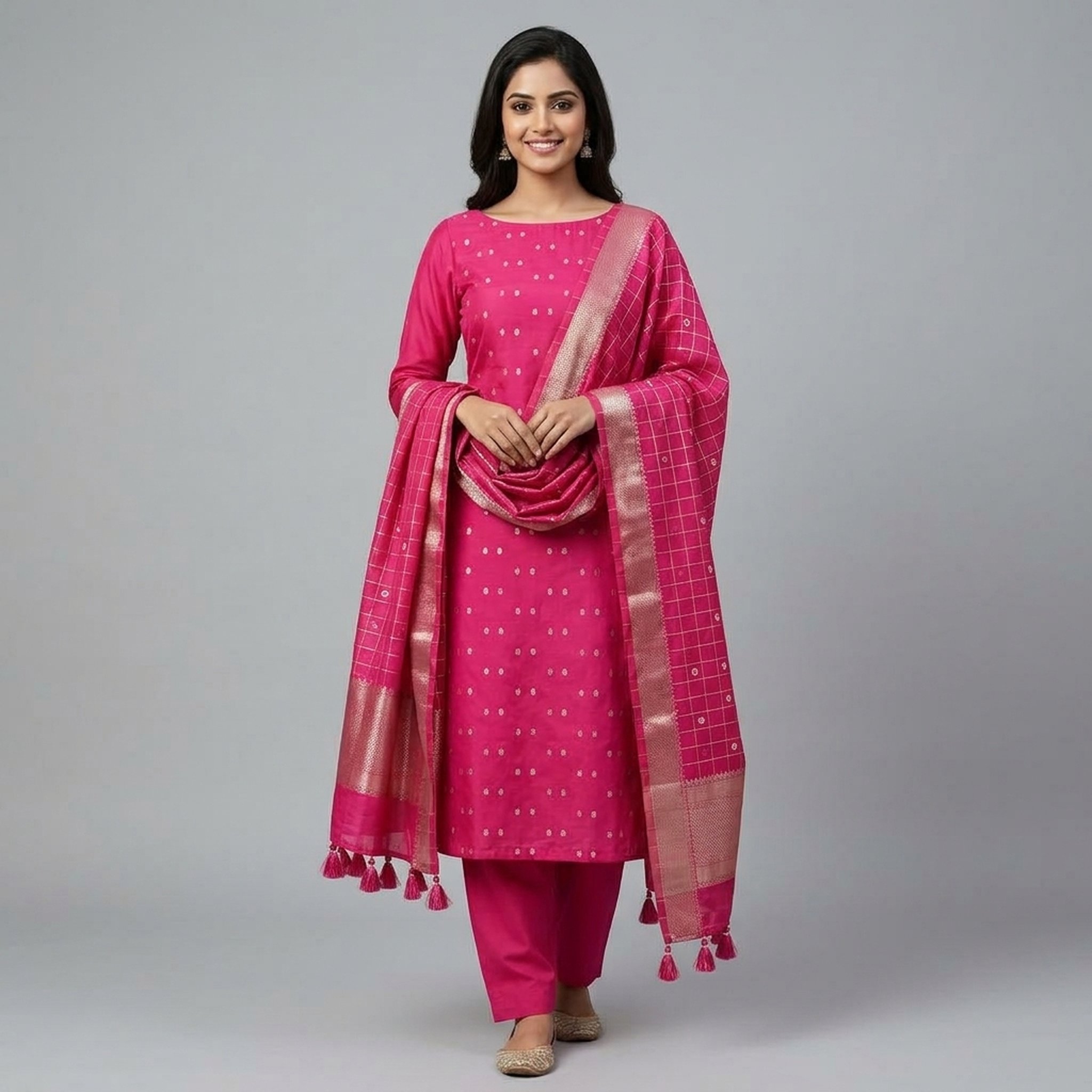 Noopur Clothing Pink Woven Salwar Suit Set