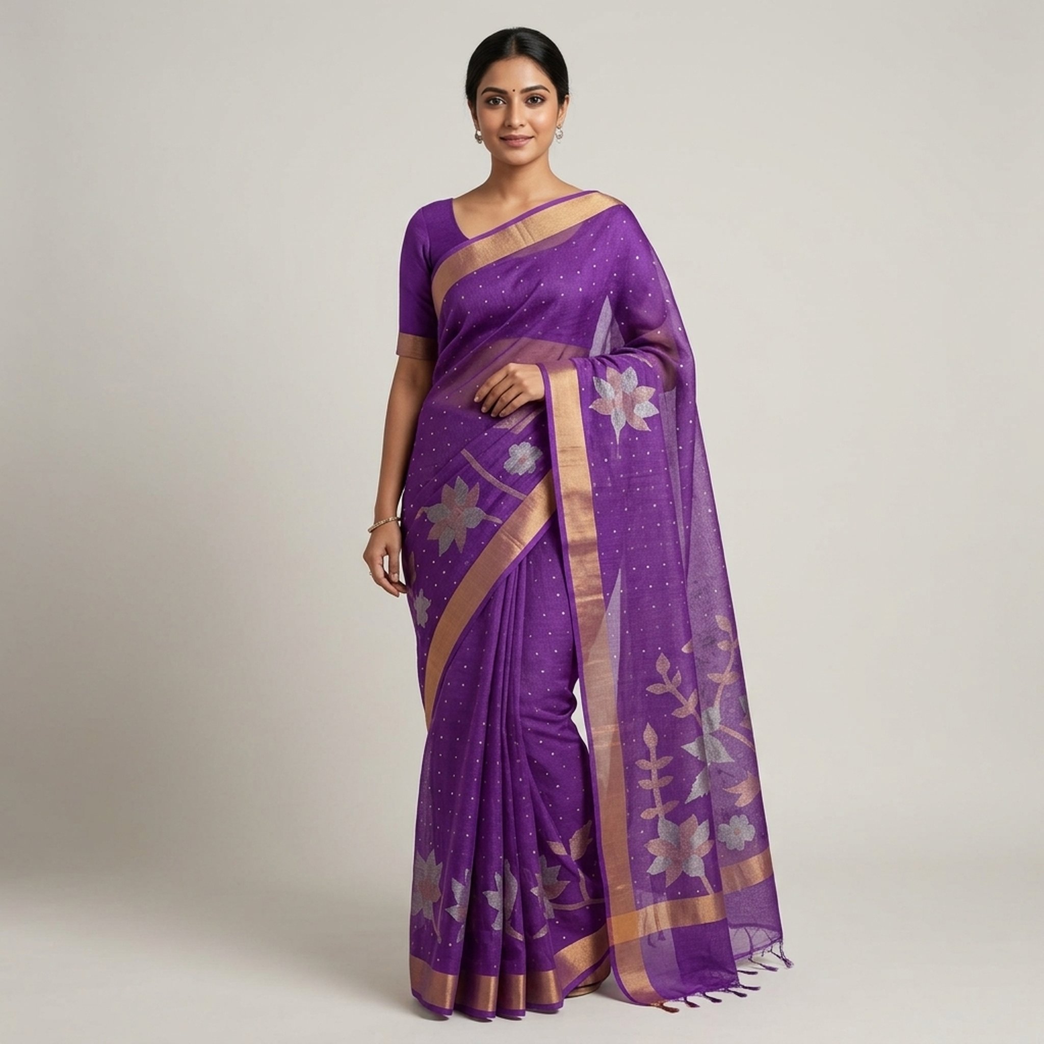 Noopur Clothing Purple Raw Mango style Organza Weave Saree