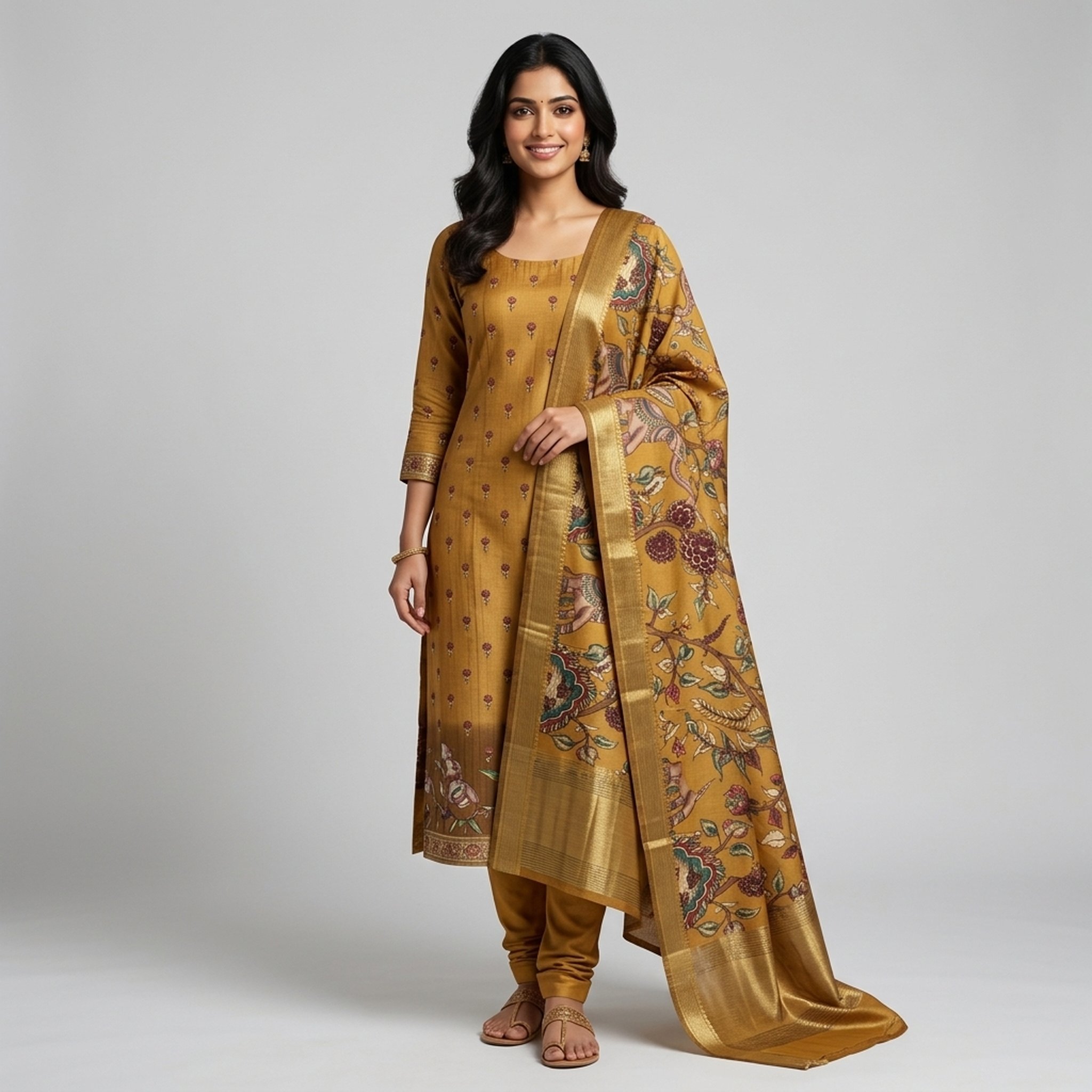 Noopur Clothing Mustard Printed Salwar Suit Set