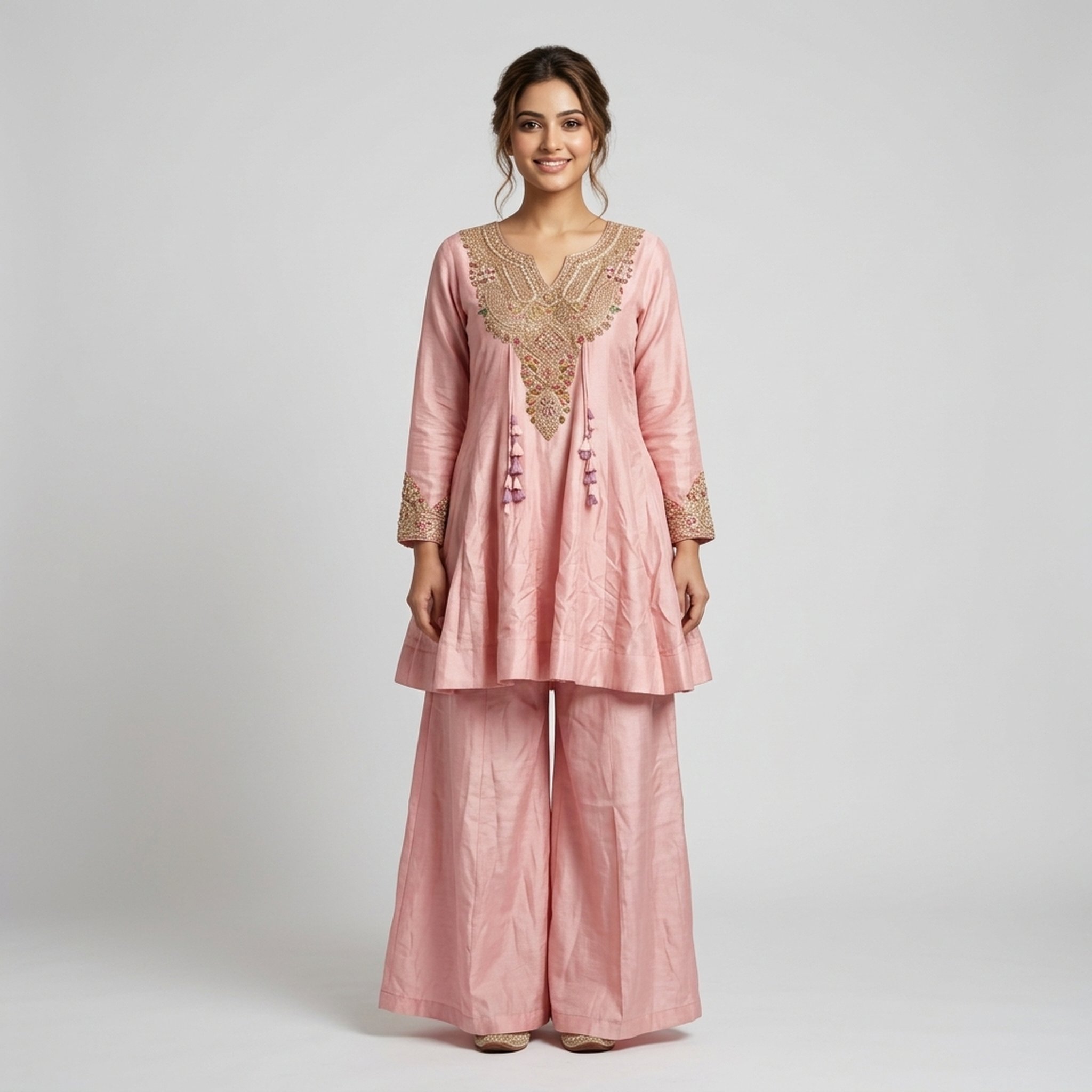 Noopur Clothing Pink Embroidered Kurta Palazzo Set n559405