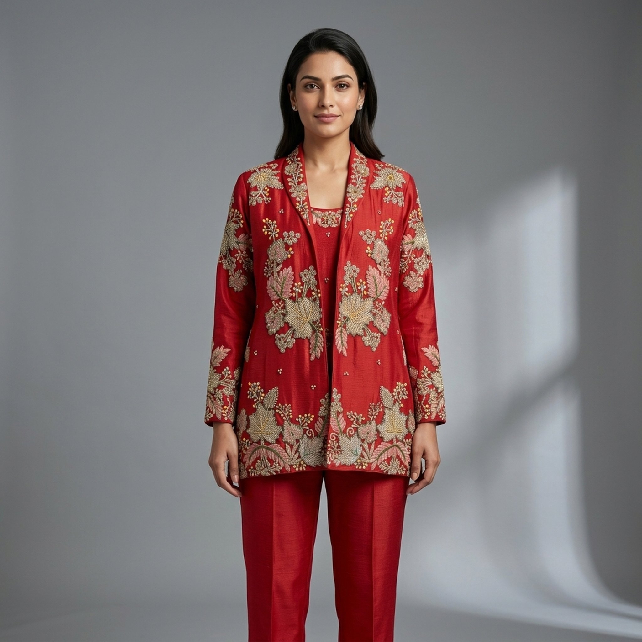 Noopur Clothing Ethnic Embroidered Red Pant Suit mr-3471