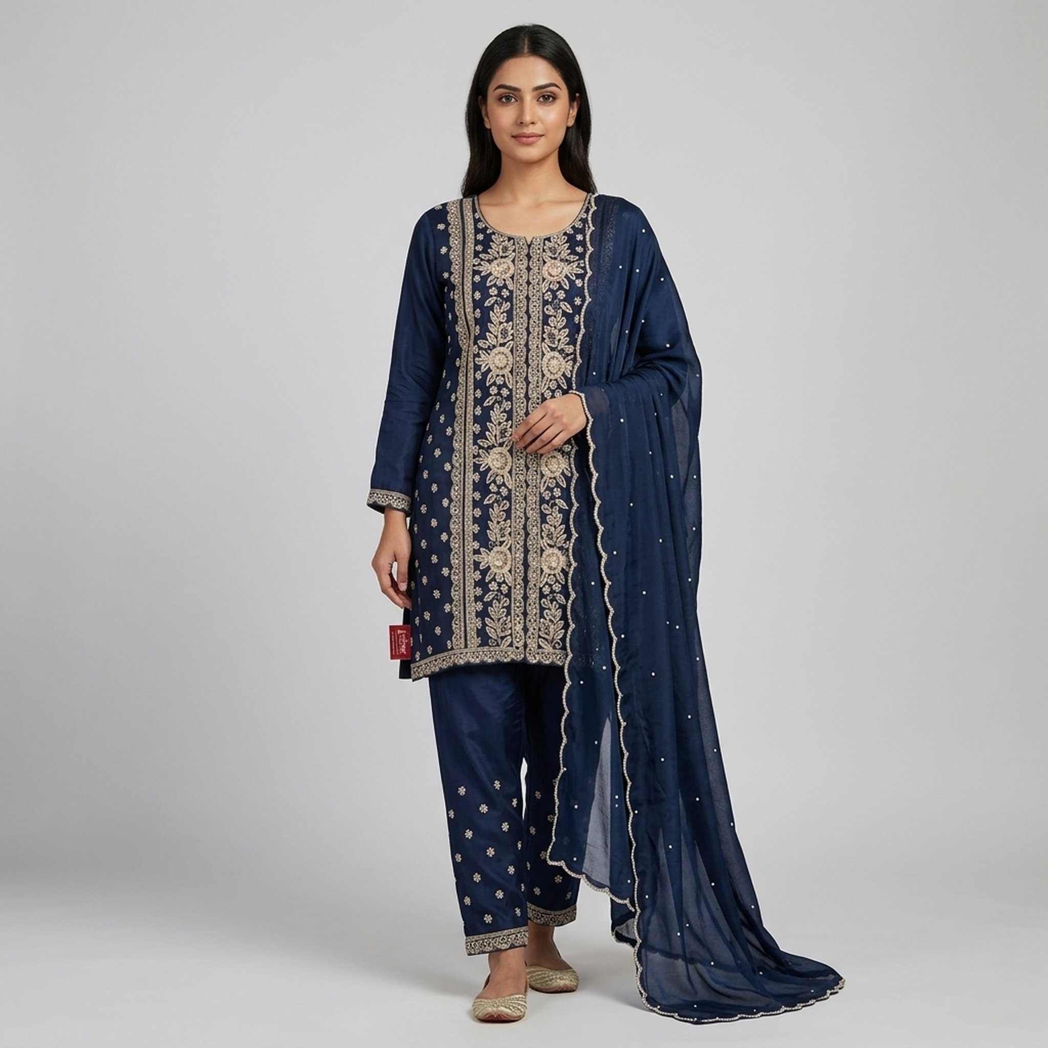 Noopur Clothing Navy Blue Embroidered Salwar Suit Set